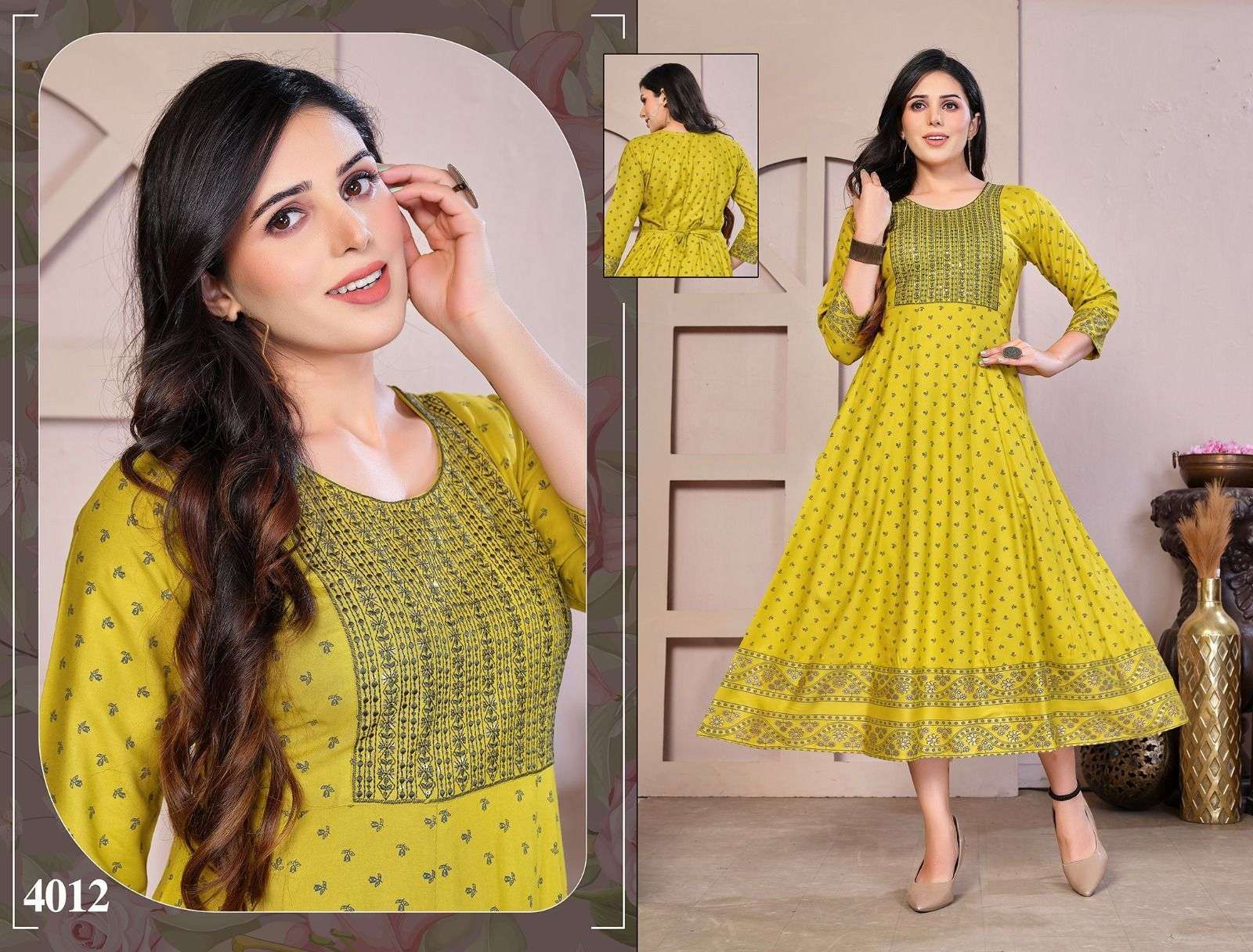 Golden Flowers Kurti manufacturer wholesale
