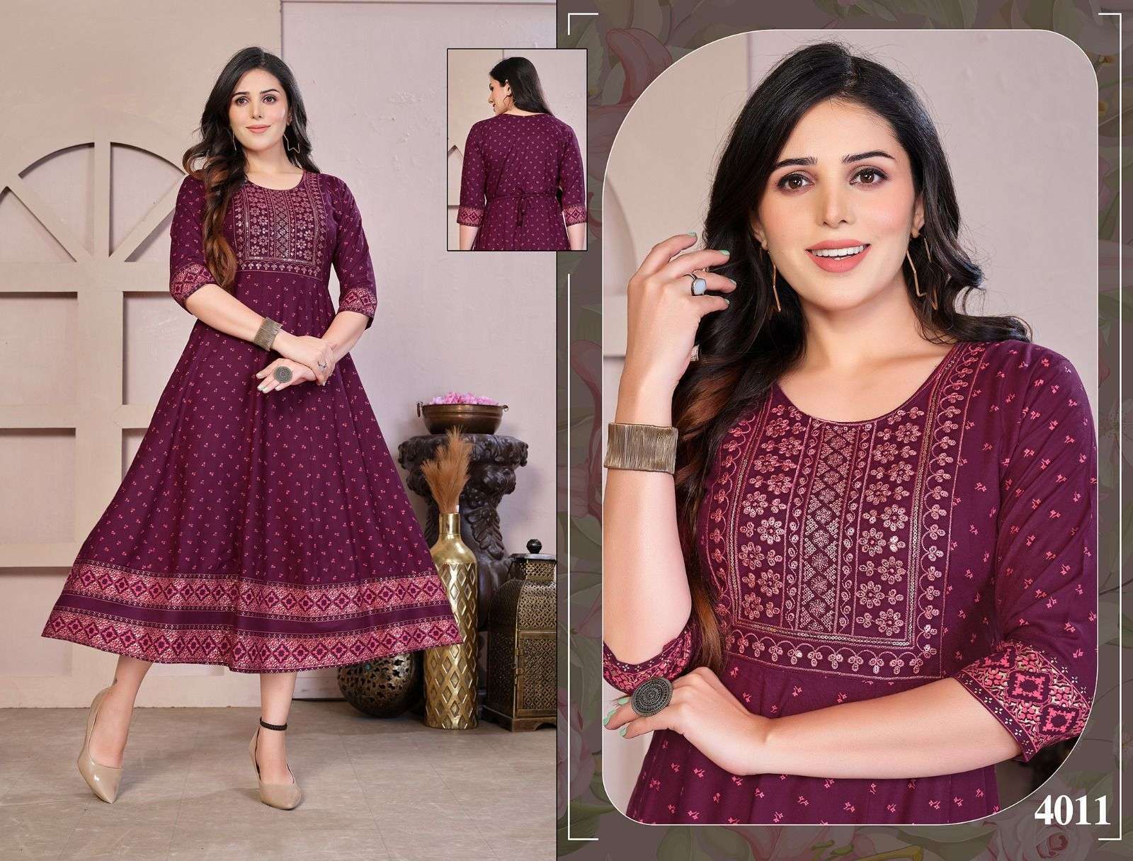 Golden Flowers Kurti manufacturer wholesale