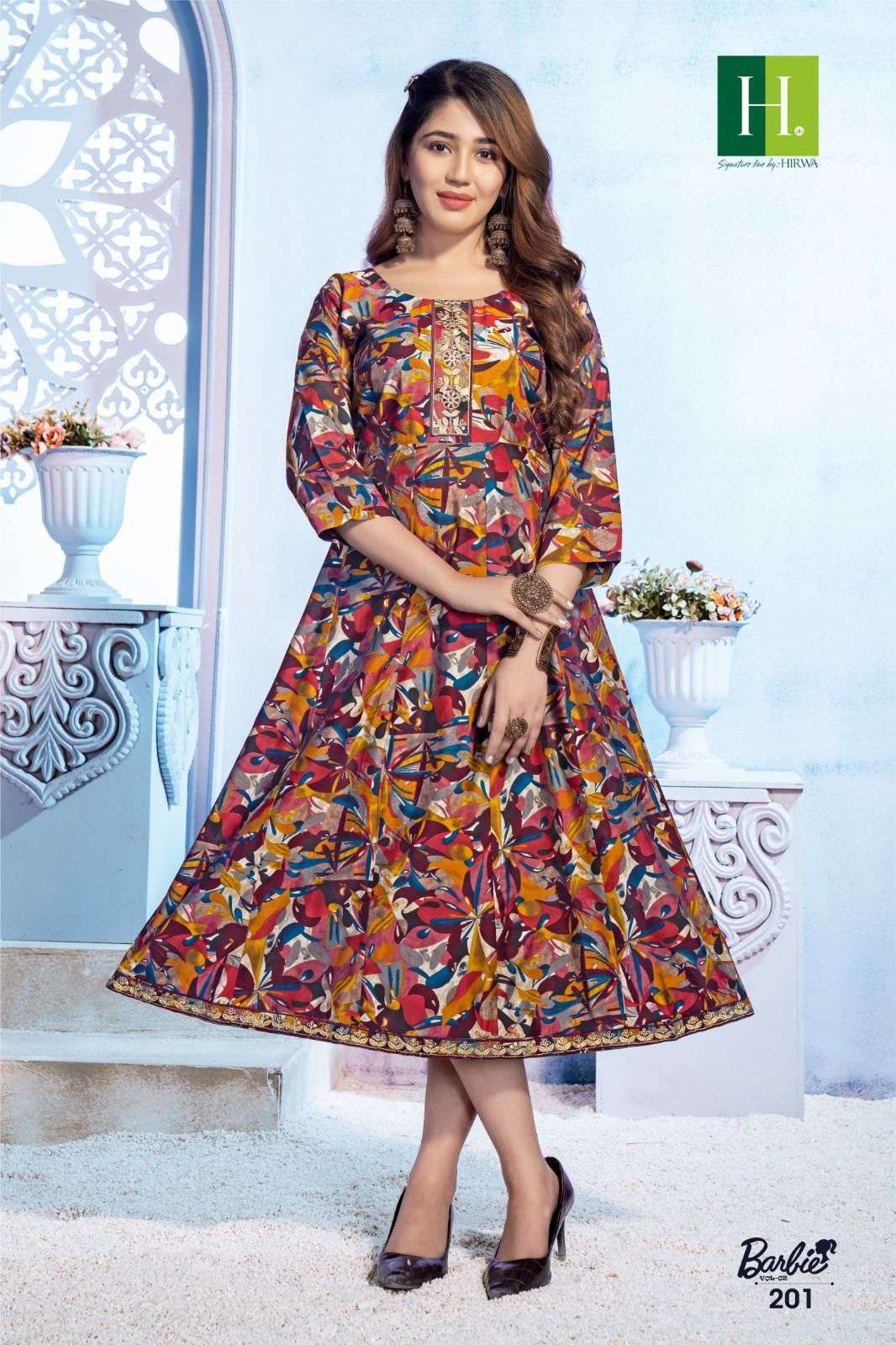 HIRWA Barbie-2 Latest kurti designs in Surat