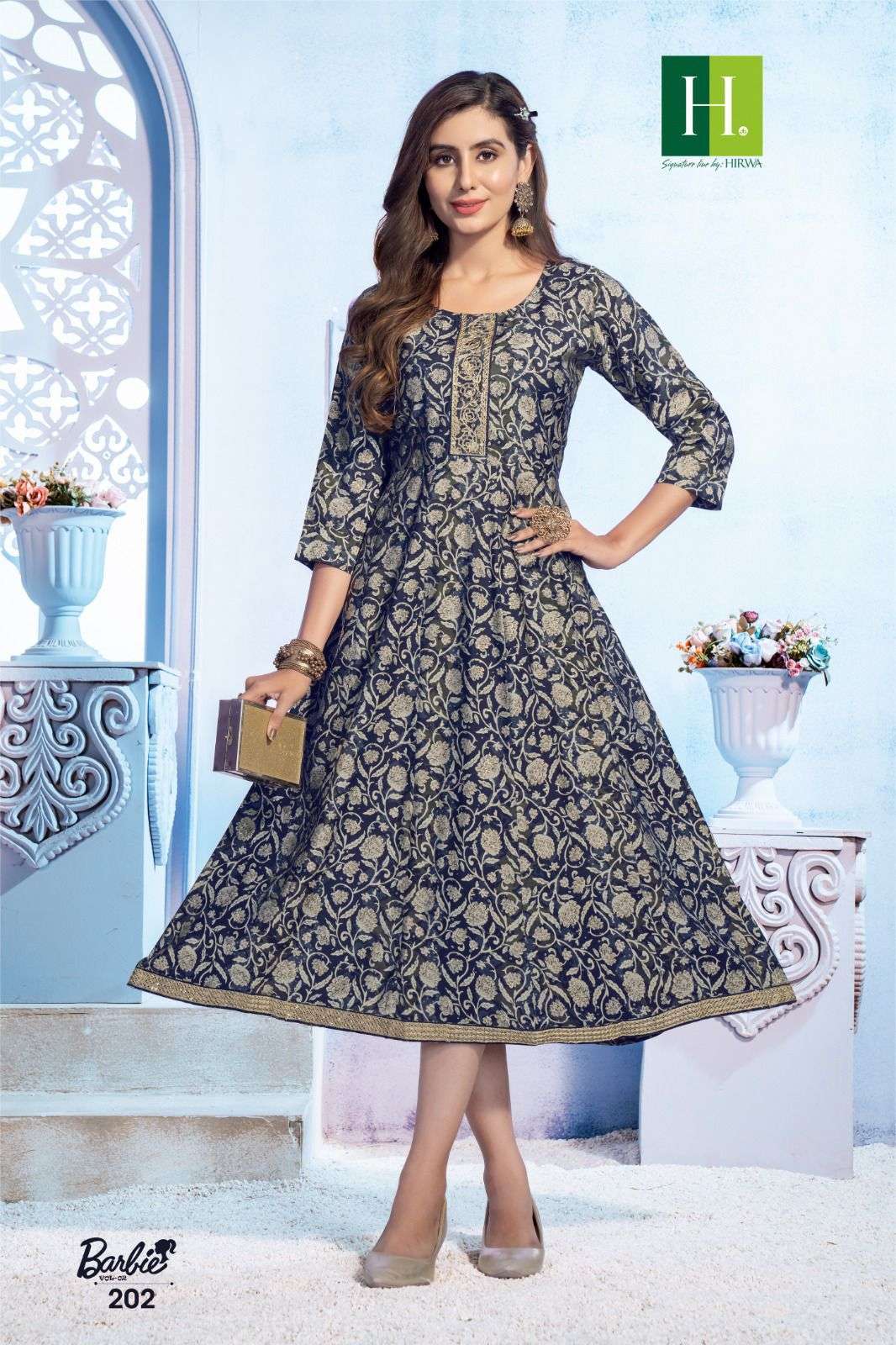 HIRWA Barbie-2 Latest kurti designs in Surat