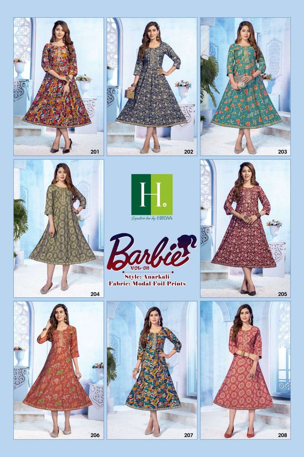 HIRWA Barbie-2 Latest kurti designs in Surat