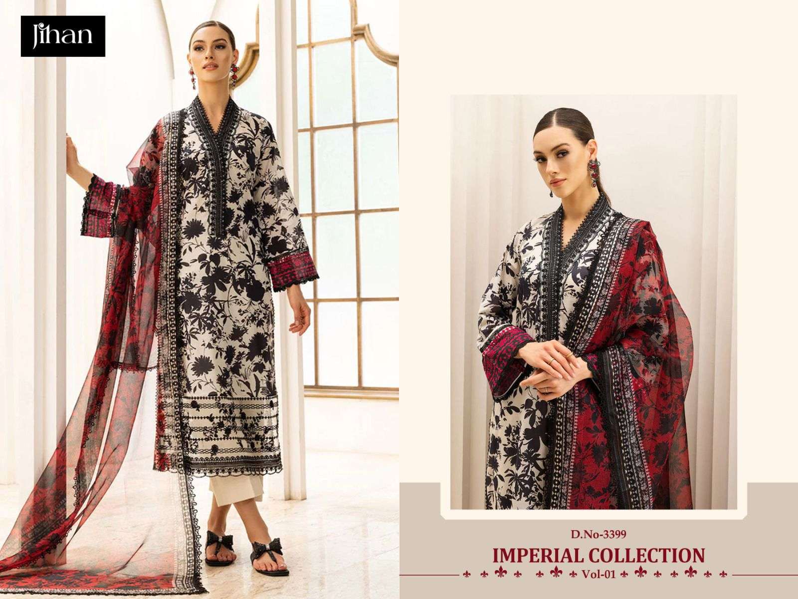 JIHAN IMPERIAL LAWN COLLECTION VOL-1 CHIFFON DUPPTA Pakistani casual wear Salwar kameez