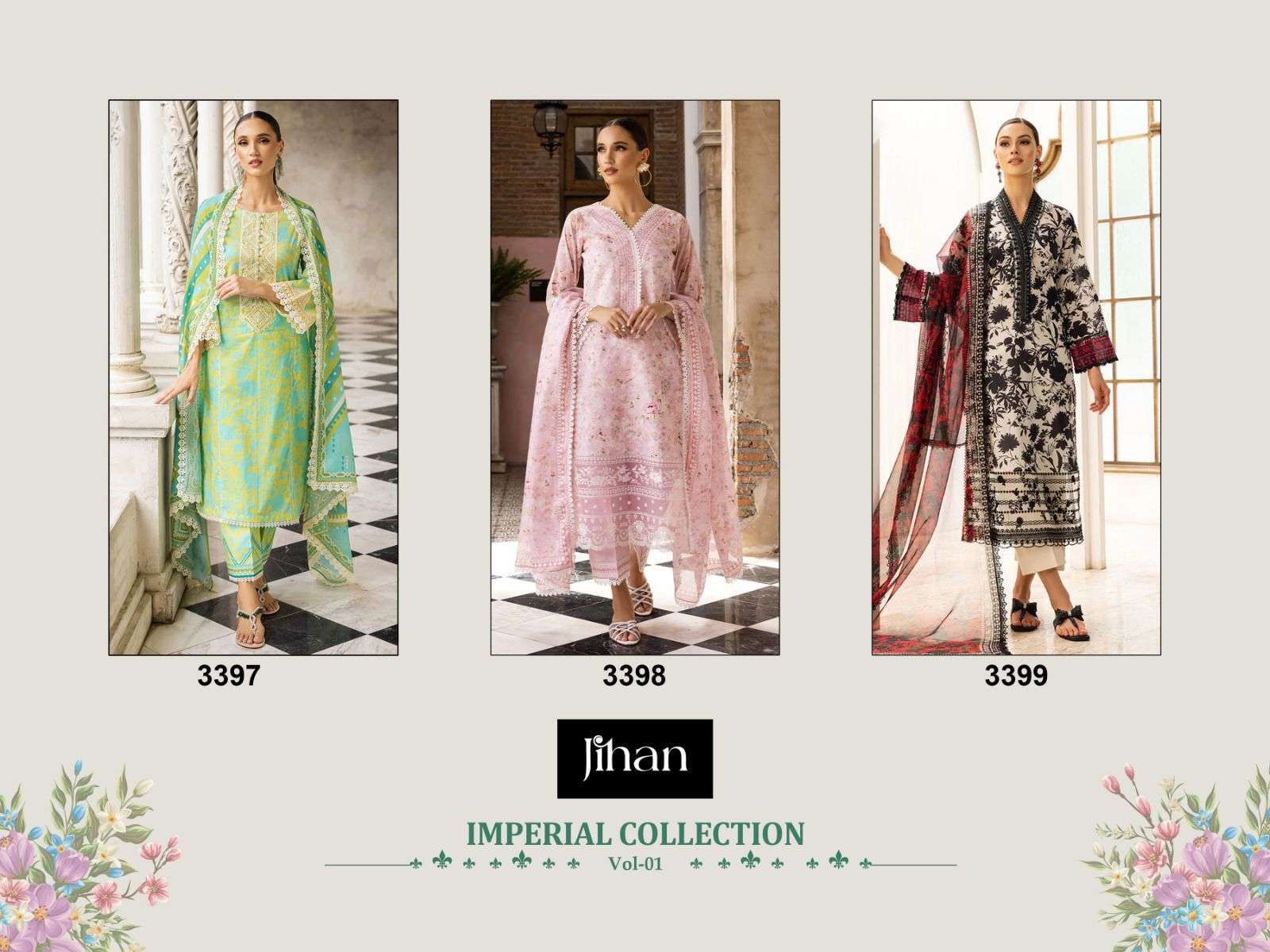 JIHAN IMPERIAL LAWN COLLECTION VOL-1 CHIFFON DUPPTA Pakistani casual wear Salwar kameez