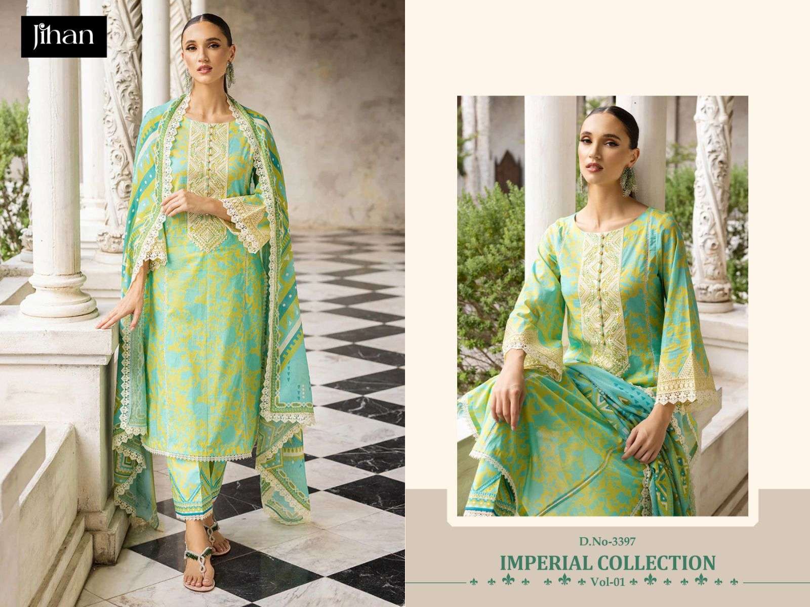JIHAN IMPERIAL LAWN COLLECTION VOL-1 CHIFFON DUPPTA Pakistani casual wear Salwar kameez
