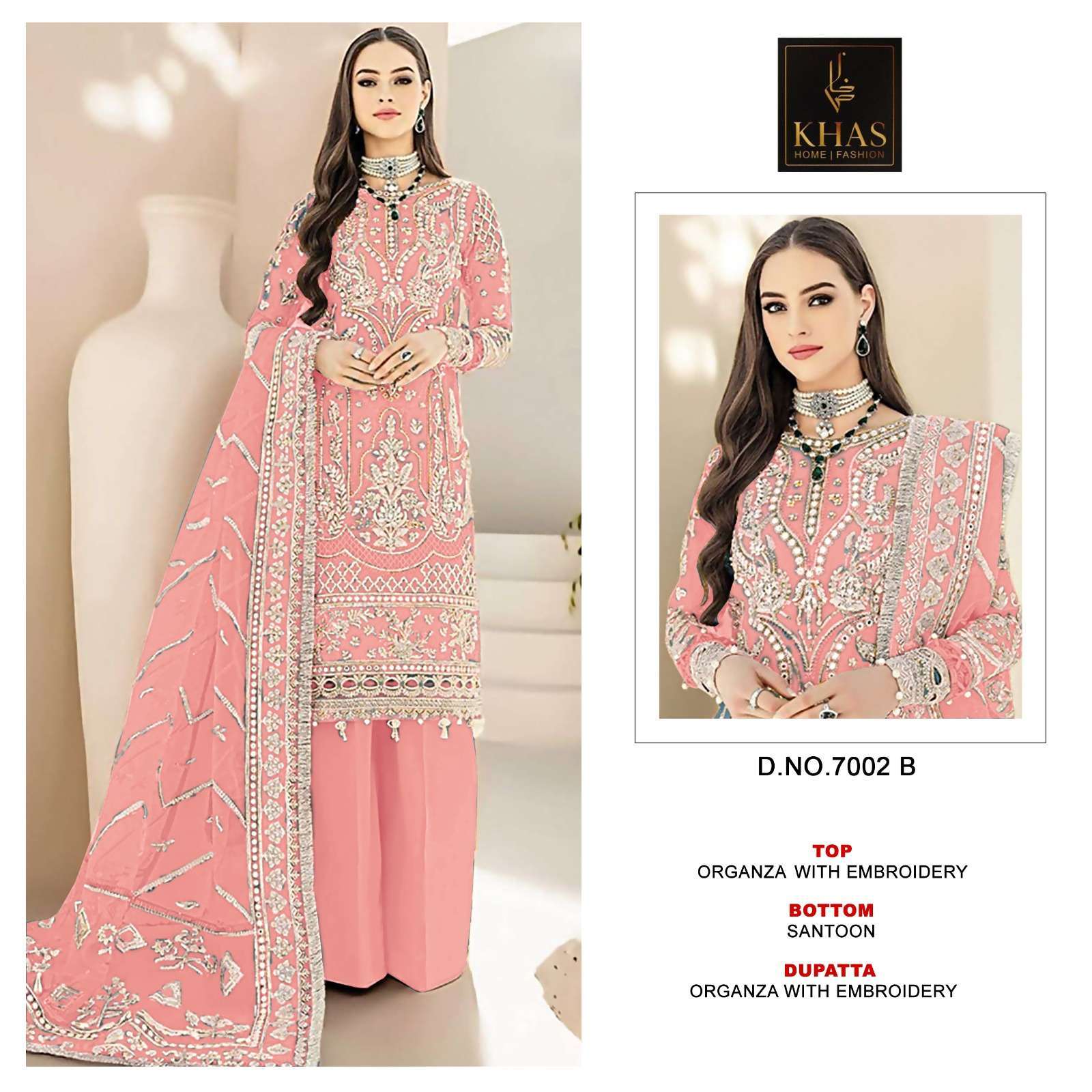 Khas 7002 A To D Premium Organza Salwar suits manufacturers in Surat