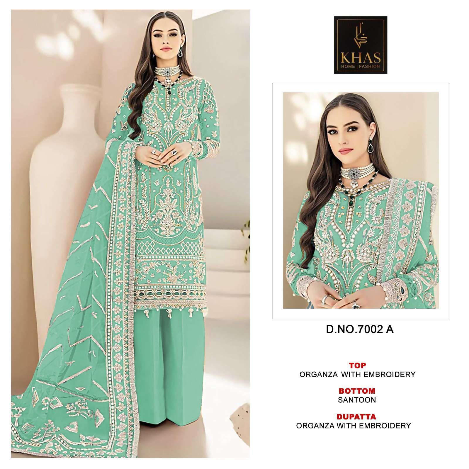 Khas 7002 A To D Premium Organza Salwar suits manufacturers in Surat