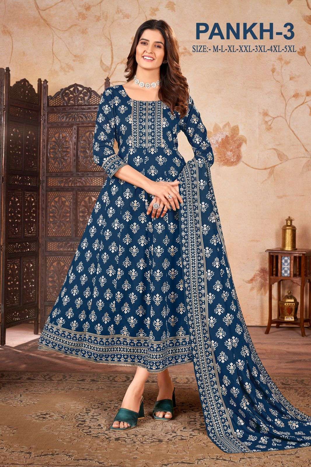 PANKH-3 RAYON WITH MULTI GOLD  Kurti wholesalers in Chennai