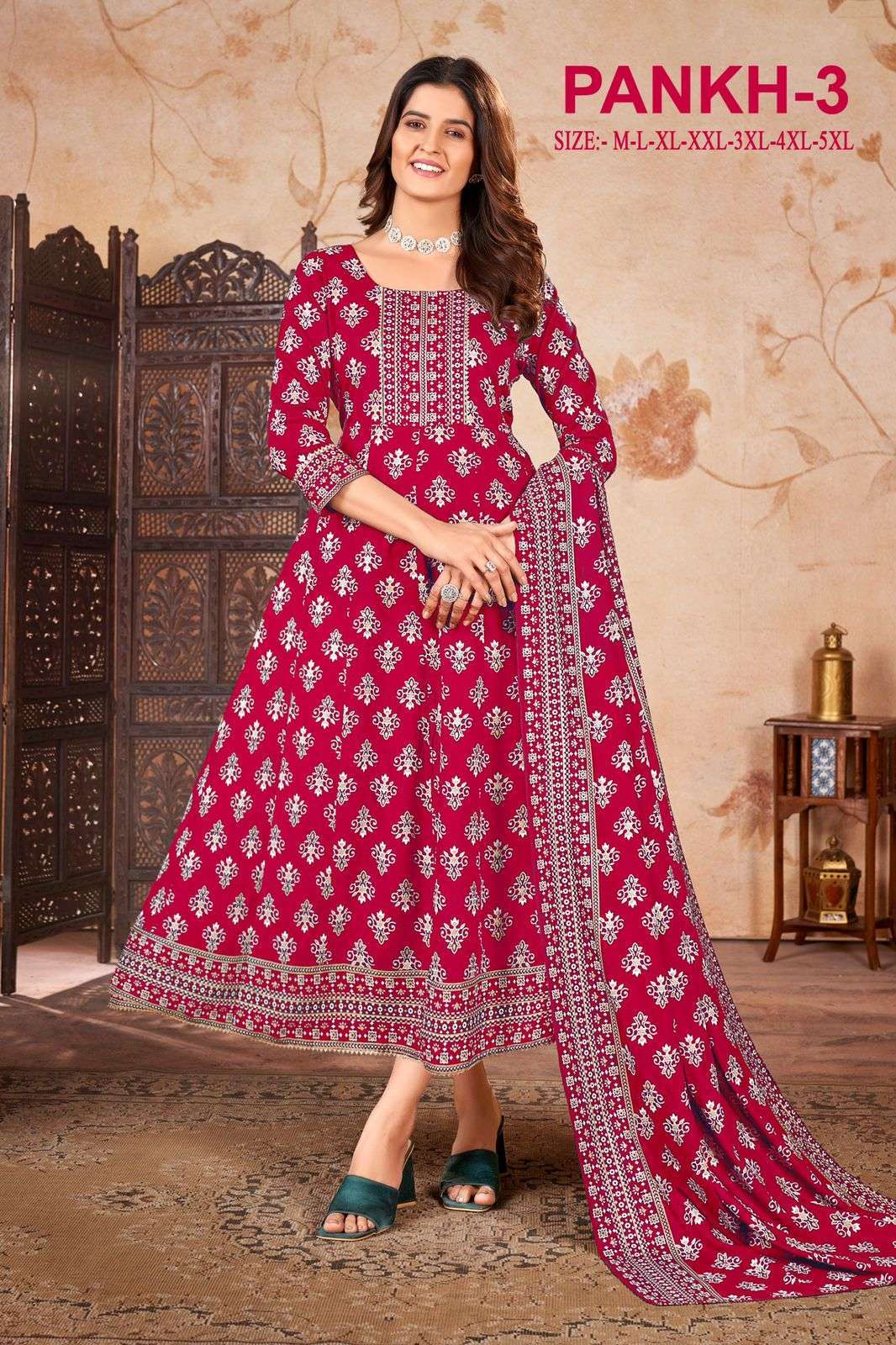 PANKH-3 RAYON WITH MULTI GOLD  Kurti wholesalers in Chennai