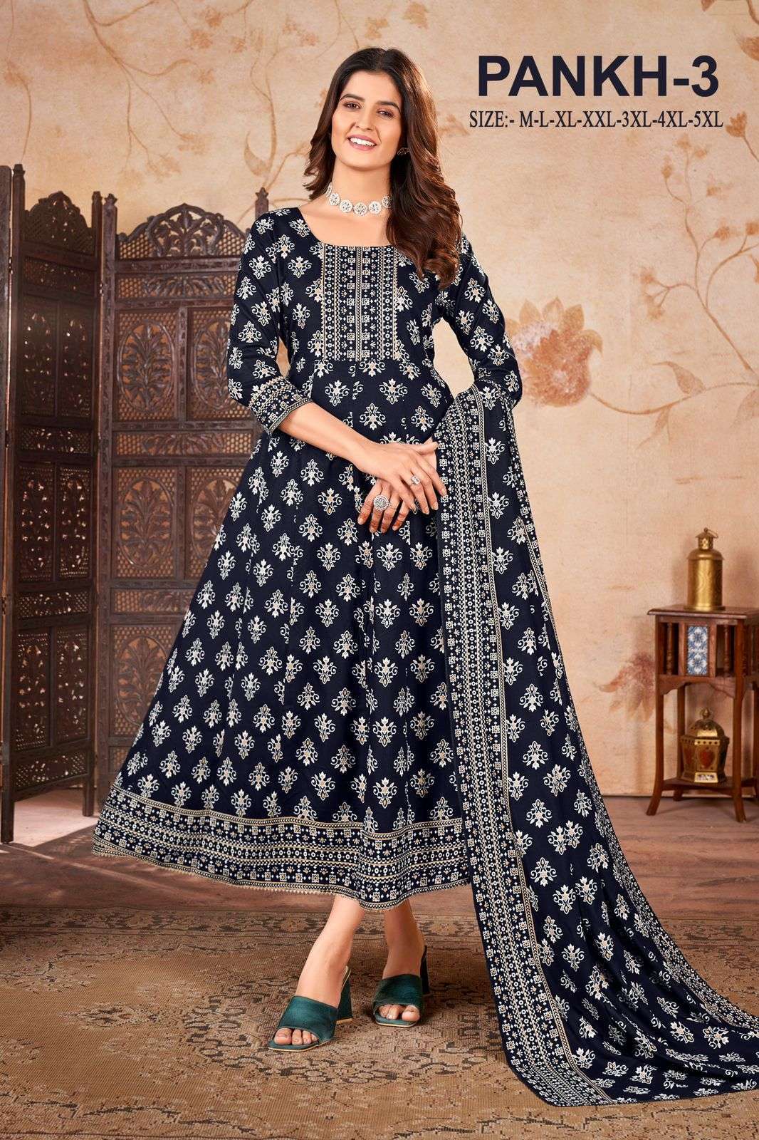 PANKH-3 RAYON WITH MULTI GOLD  Kurti wholesalers in Chennai