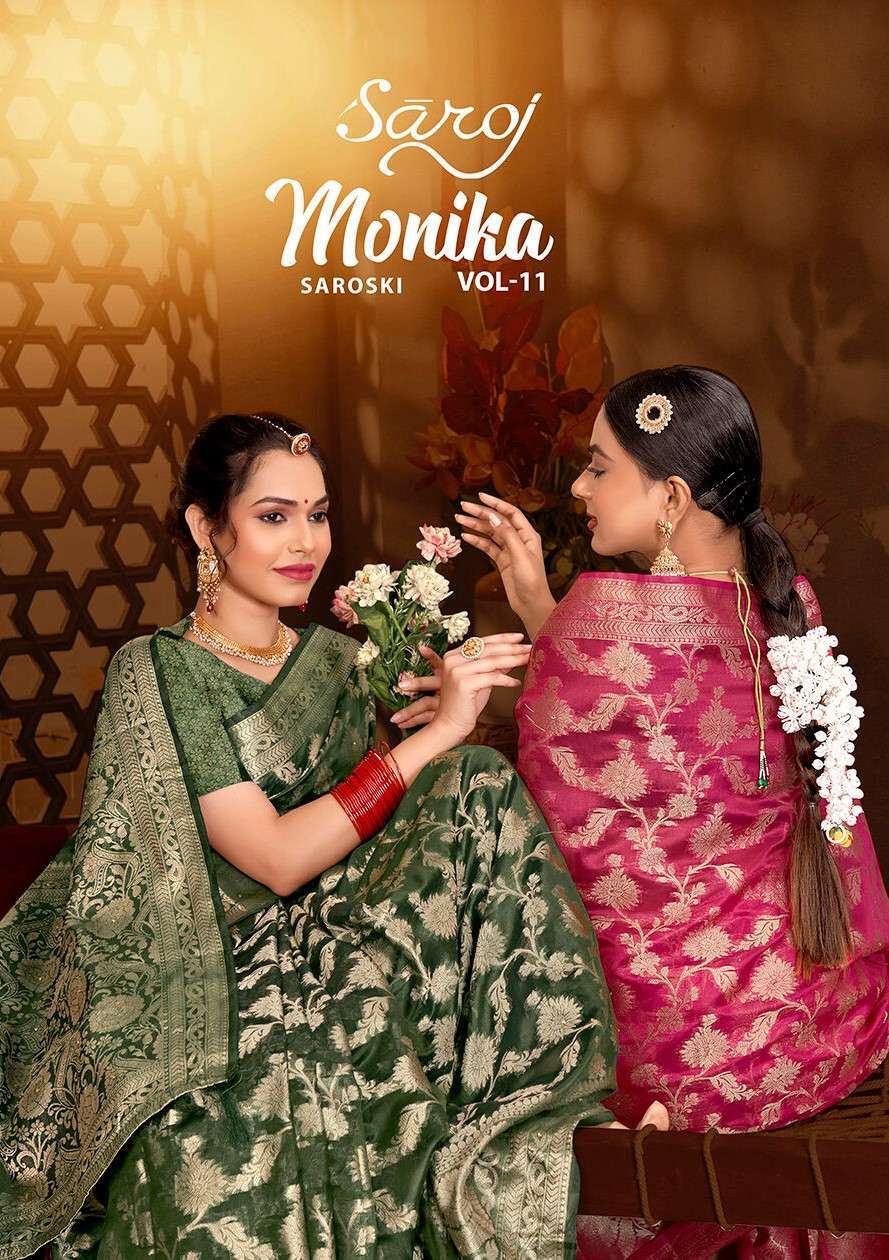 Saroj Monika Vol.11 Soft Organza With Swarovski Wholesale saree market in Mumbai