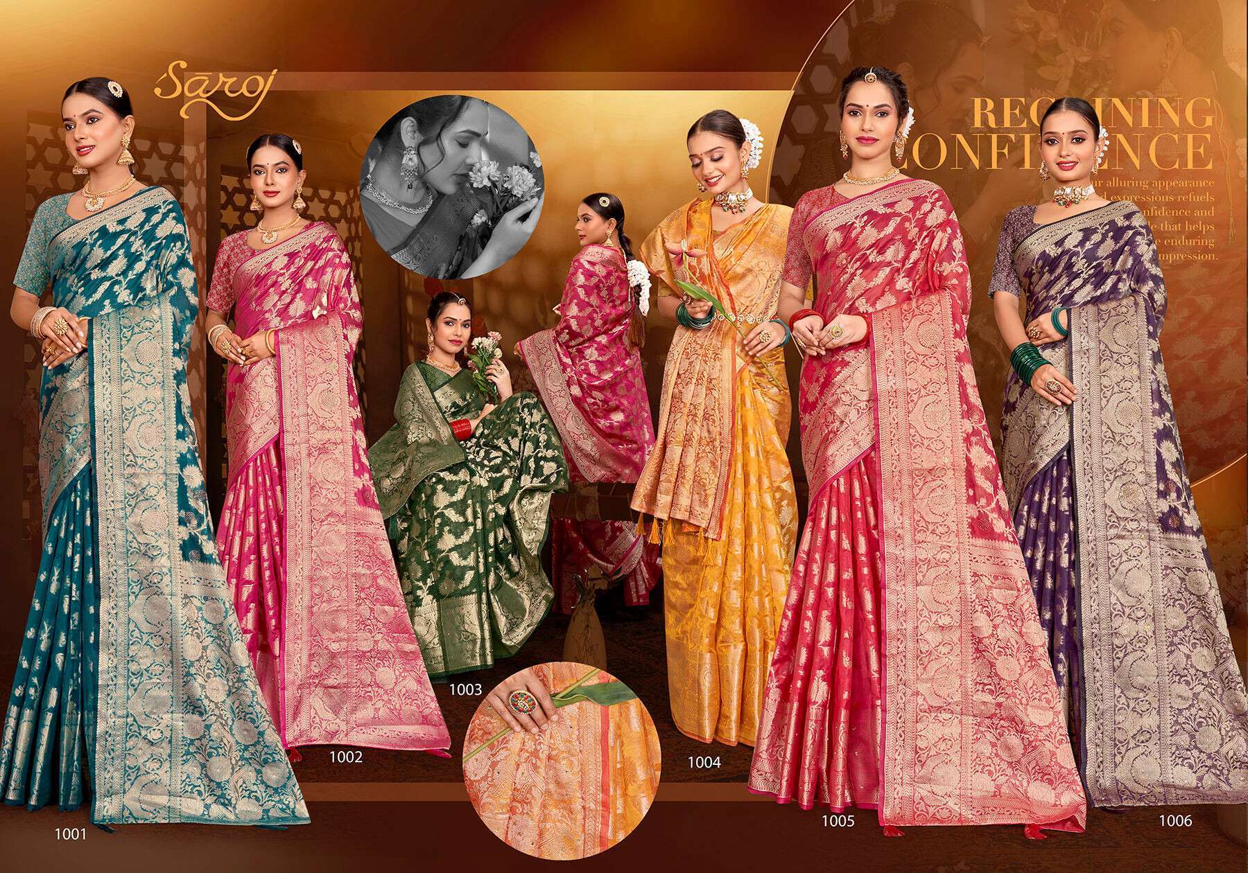 Saroj Monika Vol.11 Soft Organza With Swarovski Wholesale saree market in Mumbai