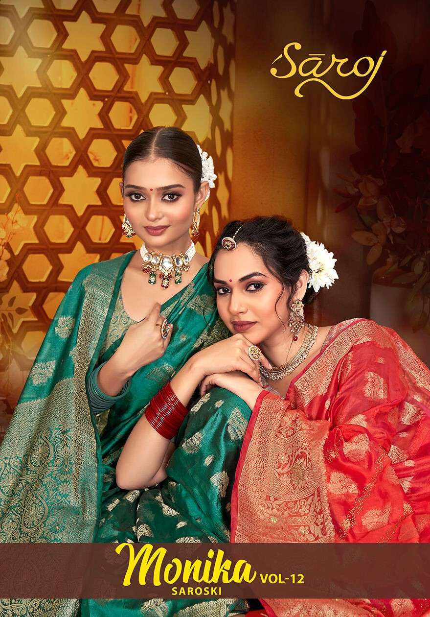 Saroj Monika Vol.12 Soft Organza With Swarovski Saree wholesalers in Mumbai