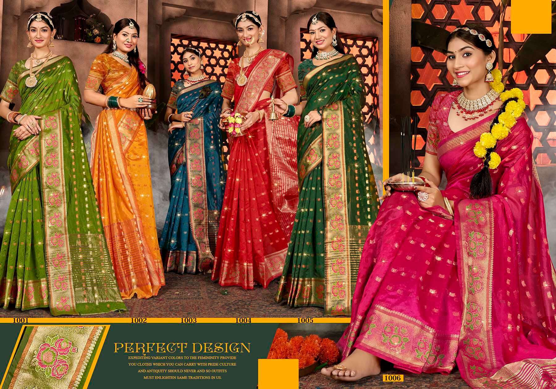 Saroj Sonakshi Vol.1 Soft Organza Weaving Saree wholesale price list