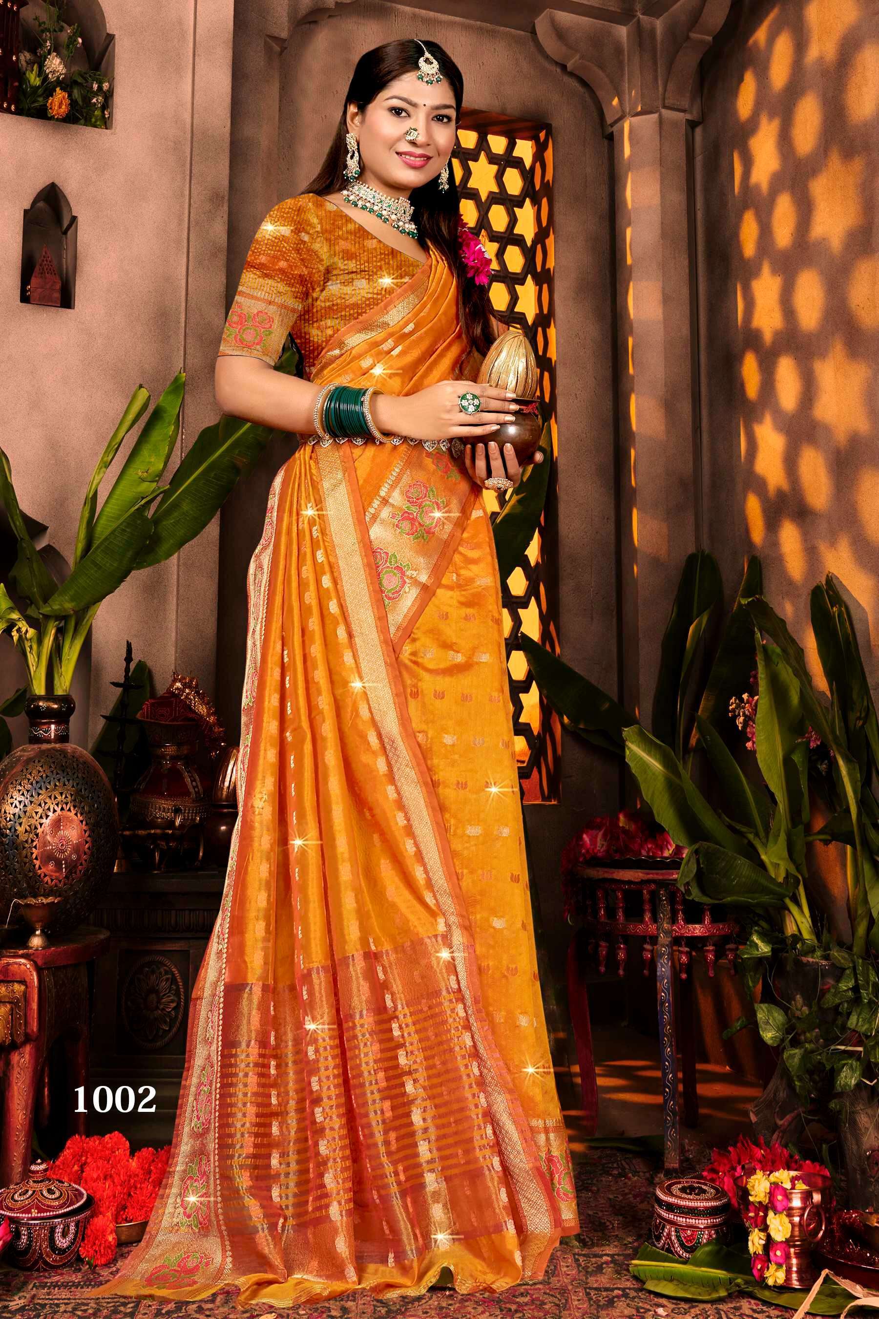 Saroj Sonakshi Vol.1 Soft Organza Weaving Saree wholesale price list