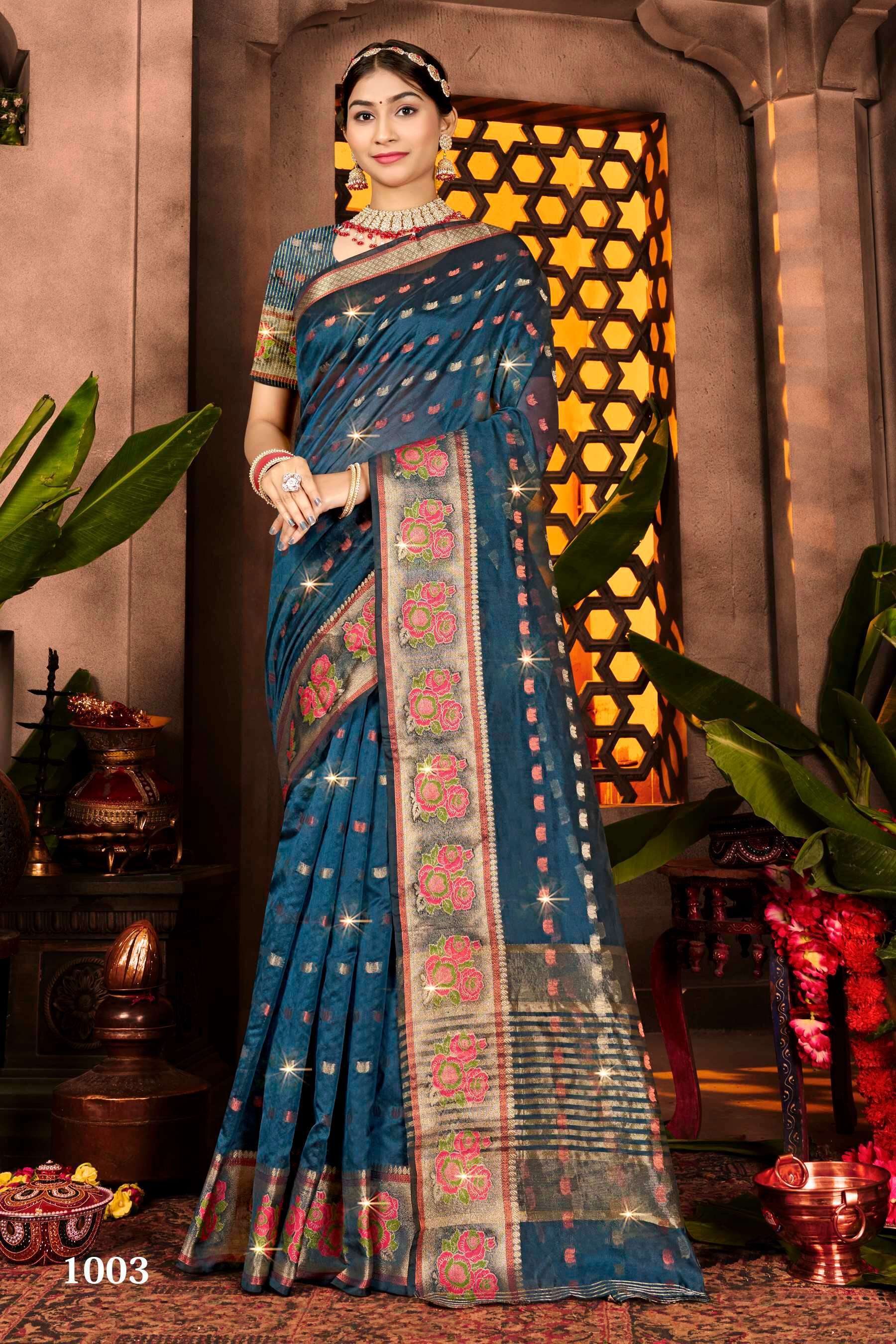 Saroj Sonakshi Vol.1 Soft Organza Weaving Saree wholesale price list