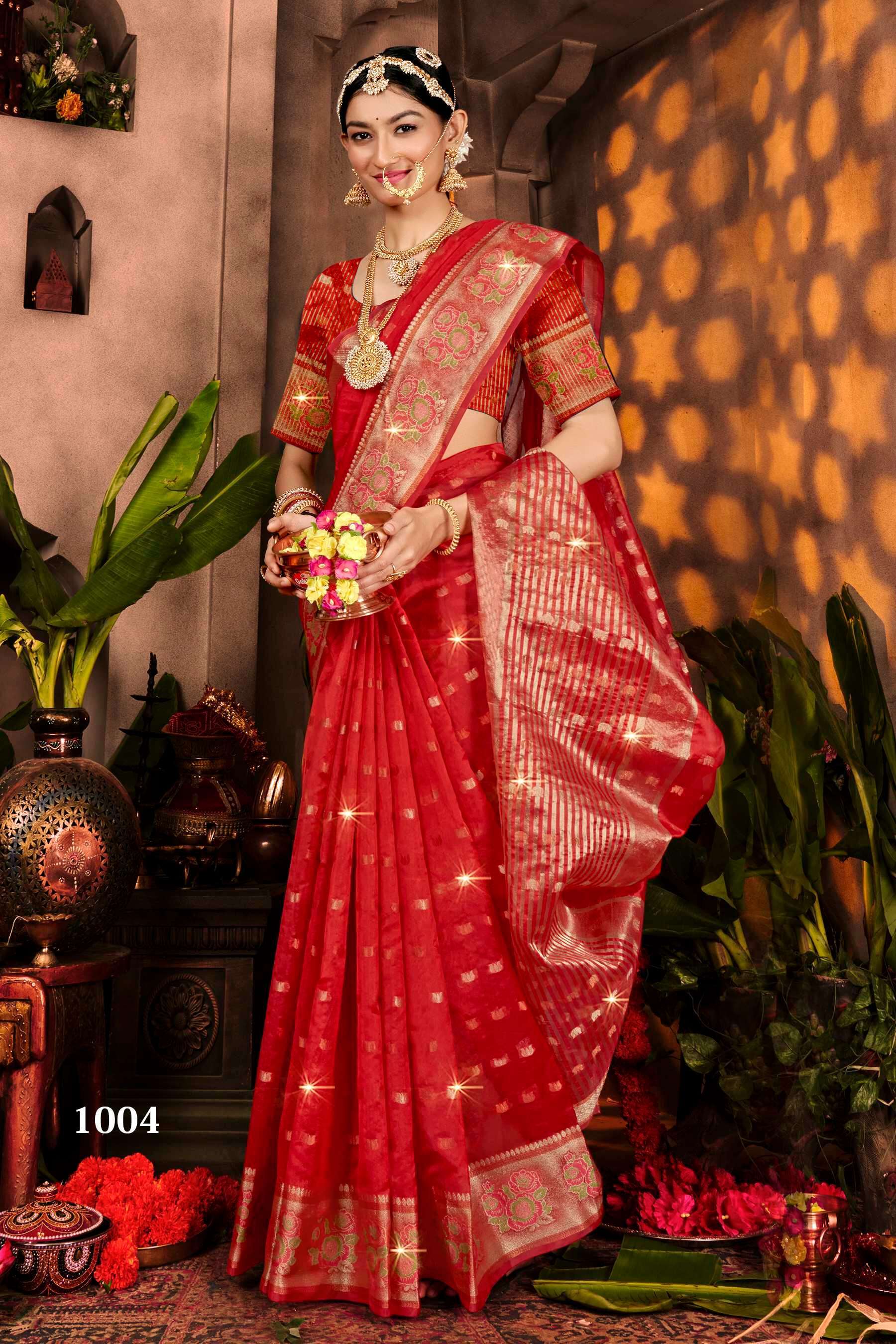 Saroj Sonakshi Vol.1 Soft Organza Weaving Saree wholesale price list