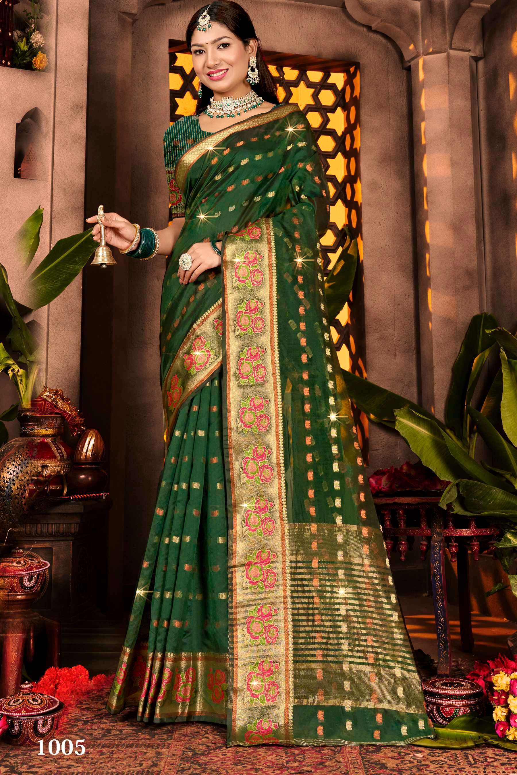 Saroj Sonakshi Vol.1 Soft Organza Weaving Saree wholesale price list