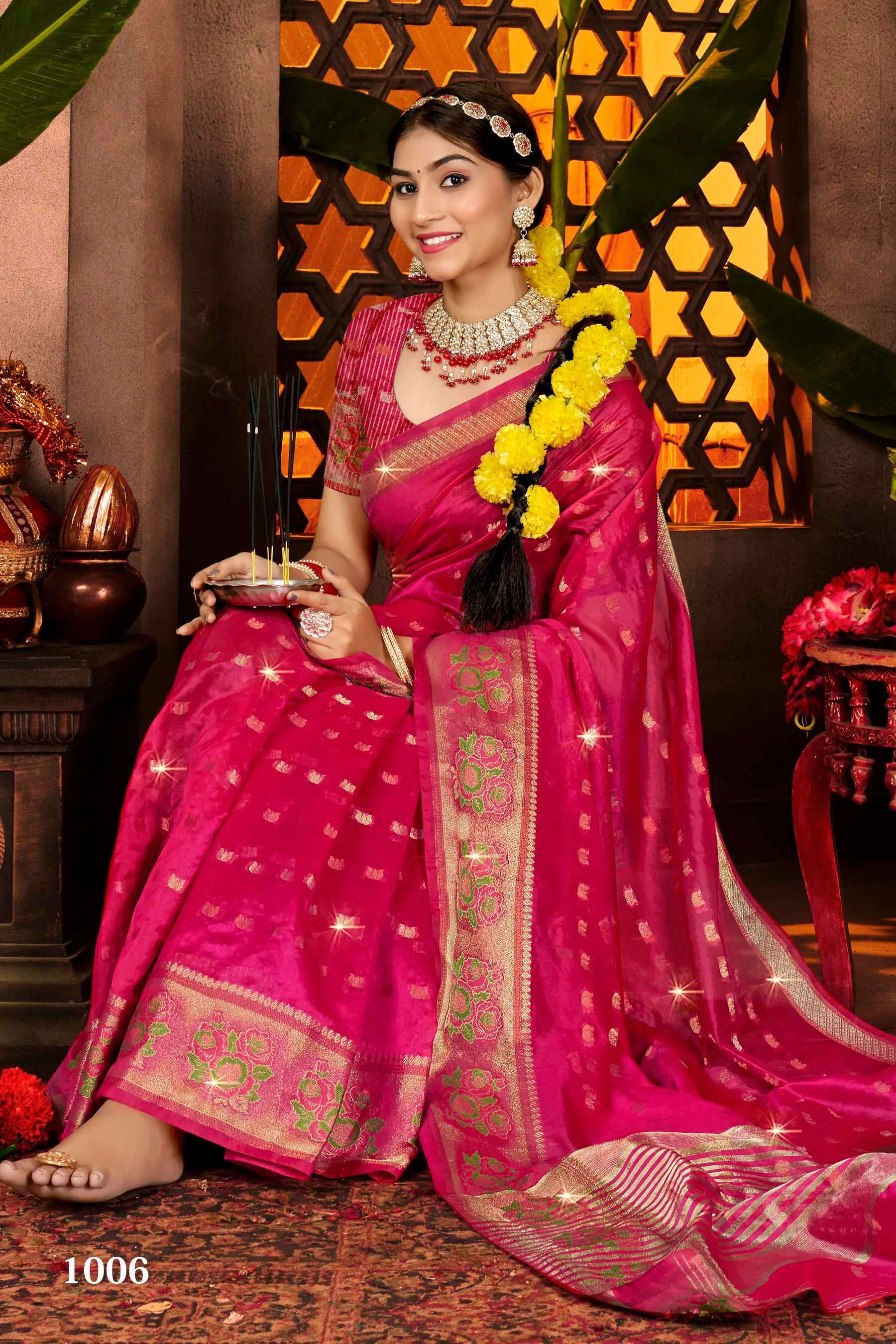 Saroj Sonakshi Vol.1 Soft Organza Weaving Saree wholesale price list