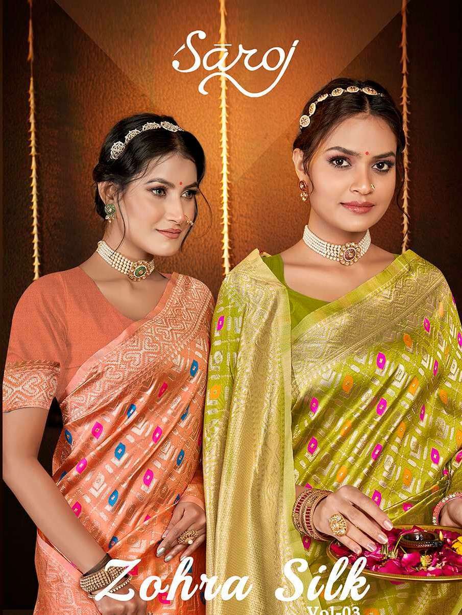 Saroj Zohra Silk Vol.3 Soft Silk With Meena Party wear sarees wholesale