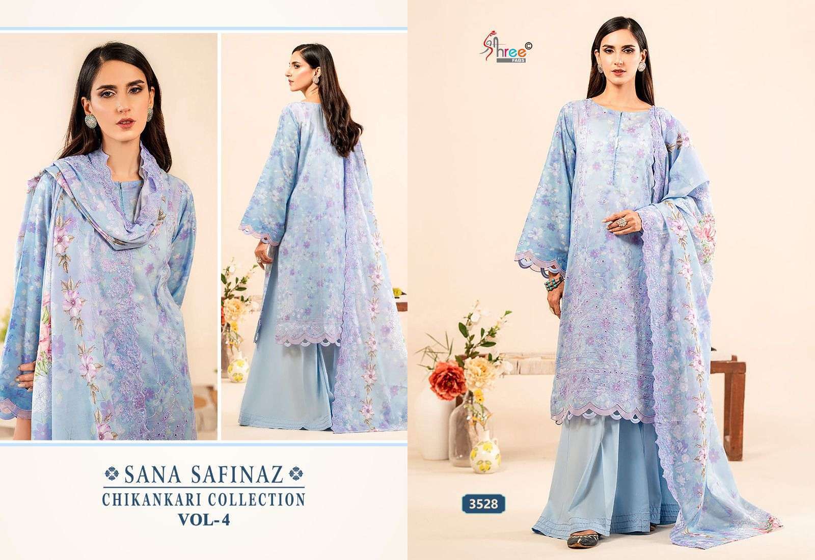 Shree Sana Safinaz Chikankari Vol 4 Chiffon Dupatta Custom Pakistani suits in Tamilnadu