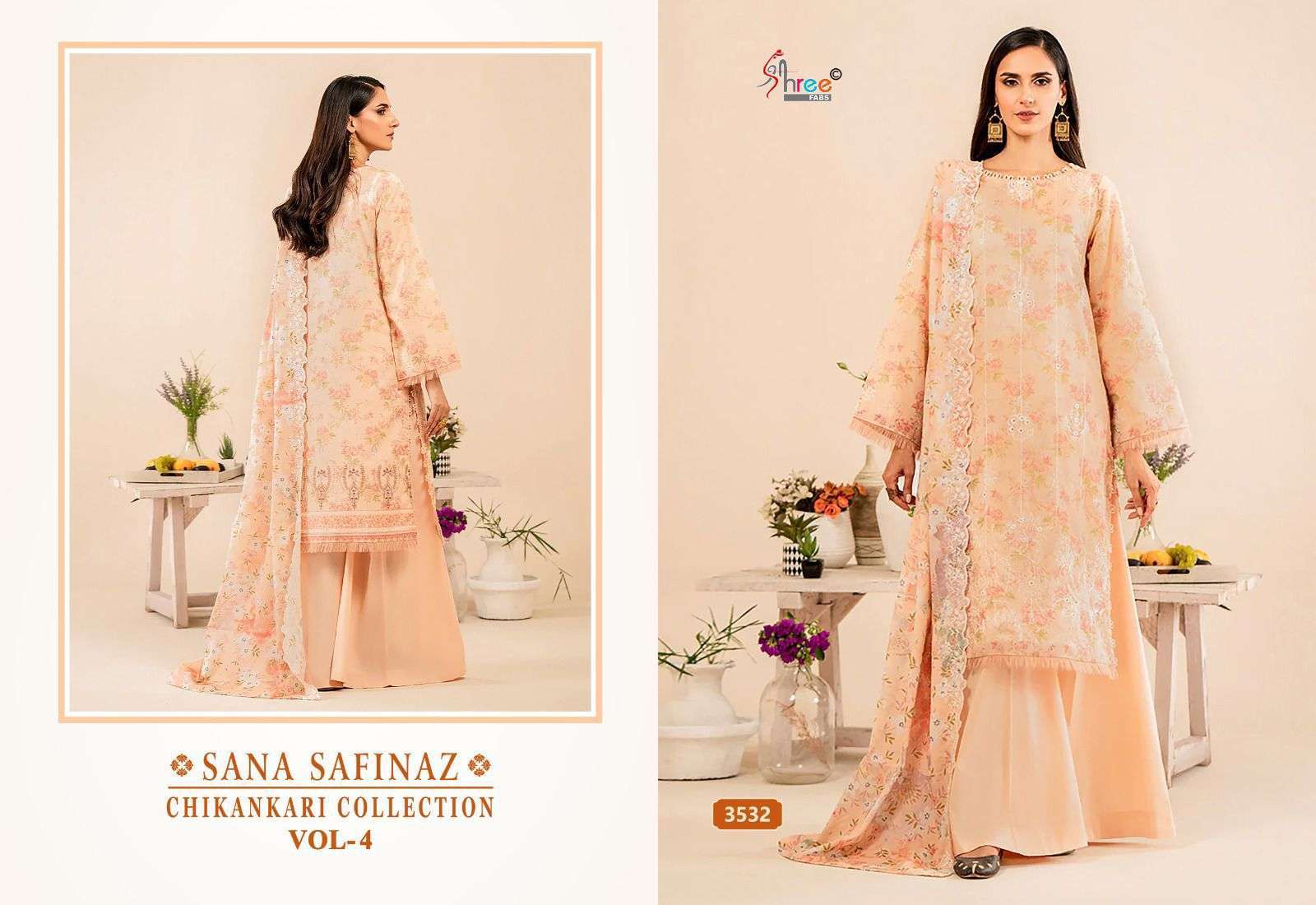 Shree Sana Safinaz Chikankari Vol 4 Chiffon Dupatta Custom Pakistani suits in Tamilnadu