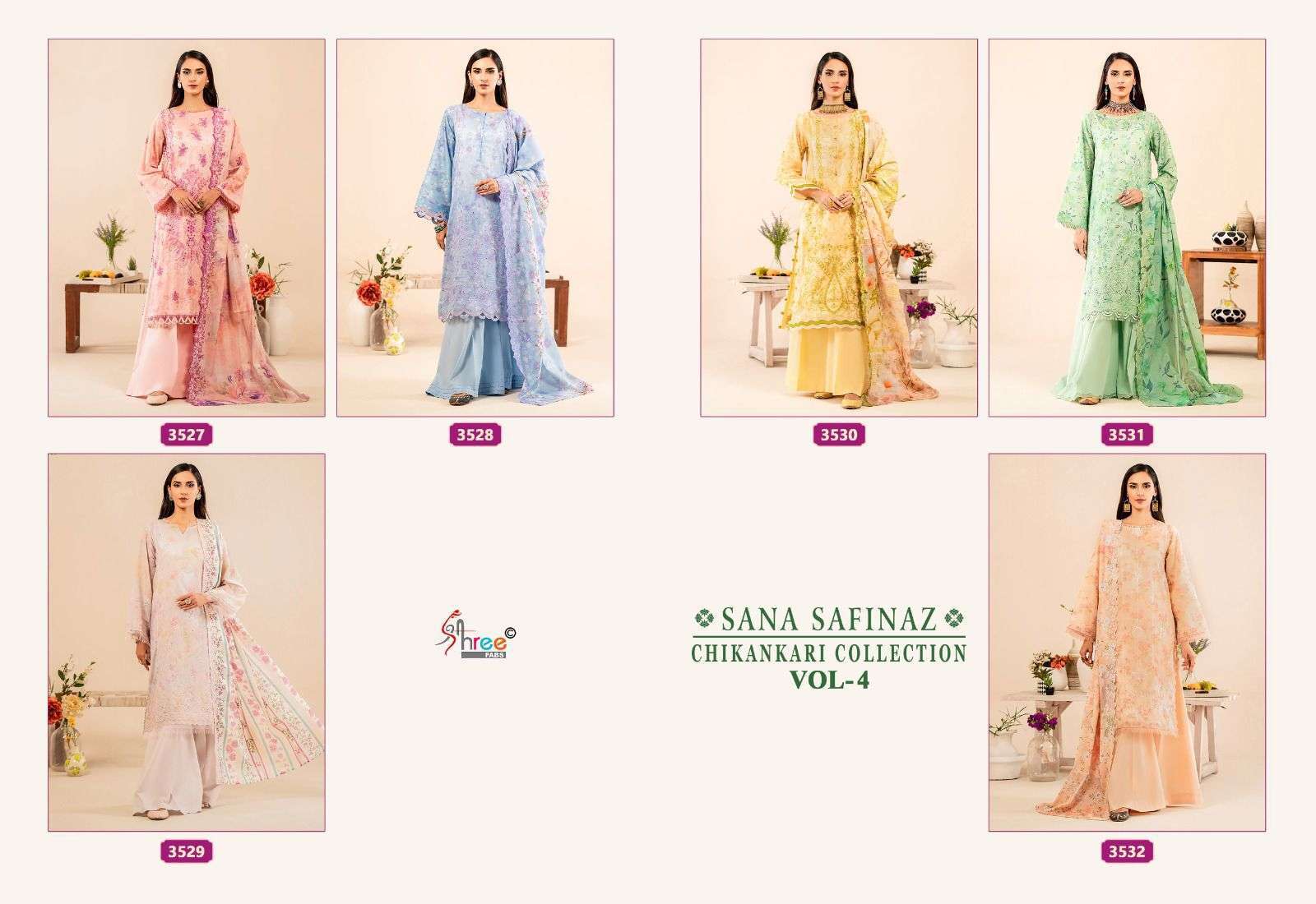 Shree Sana Safinaz Chikankari Vol 4 Chiffon Dupatta Custom Pakistani suits in Tamilnadu