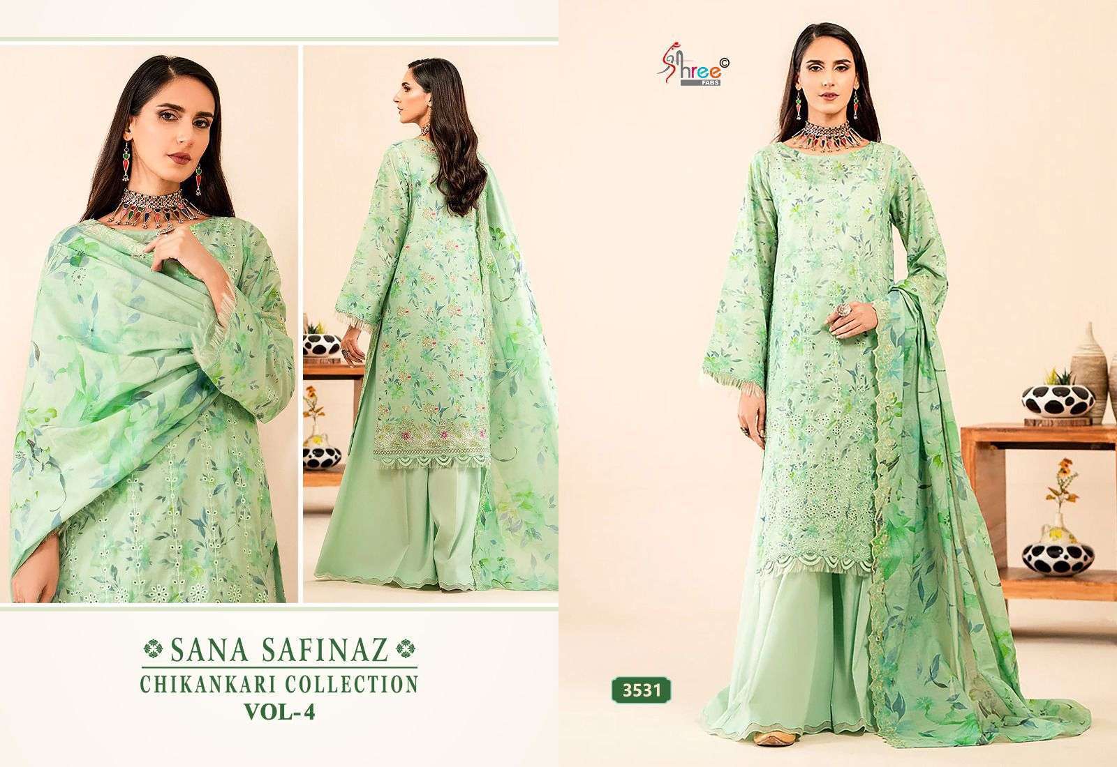 Shree Sana Safinaz Chikankari Vol 4 Chiffon Dupatta Custom Pakistani suits in Tamilnadu