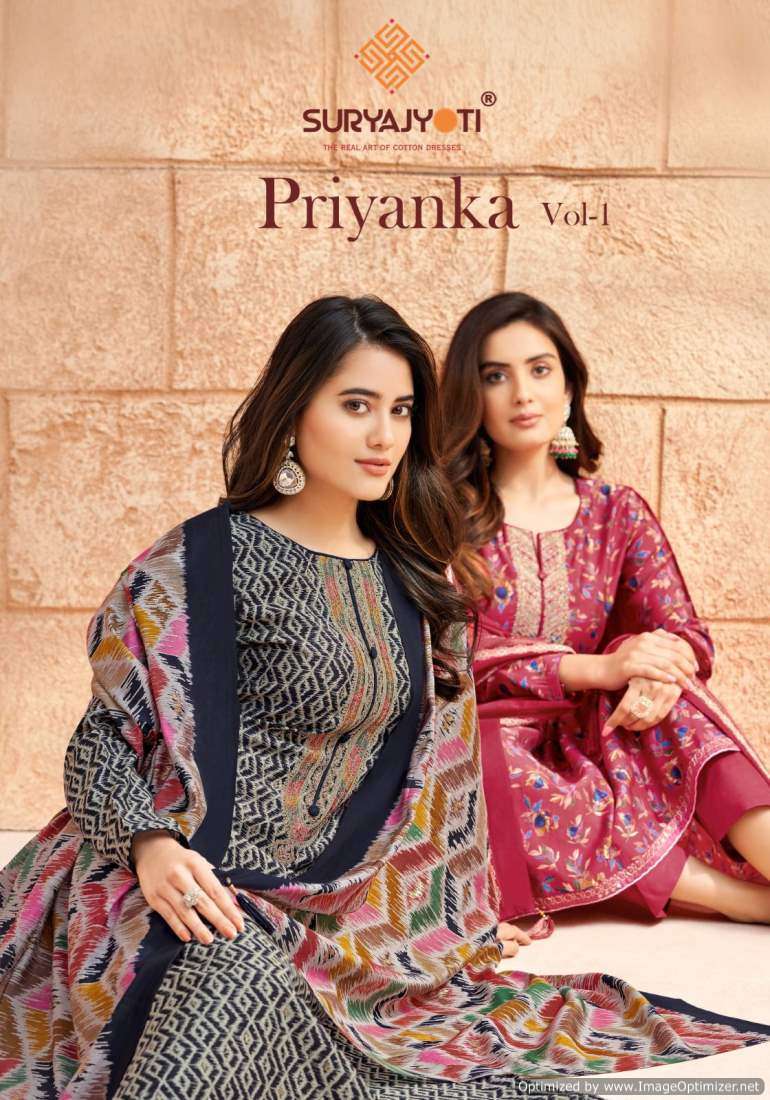 Suryajyoti Priyanka Vol-1 Wholesale chiffon dress materials in Kolkata