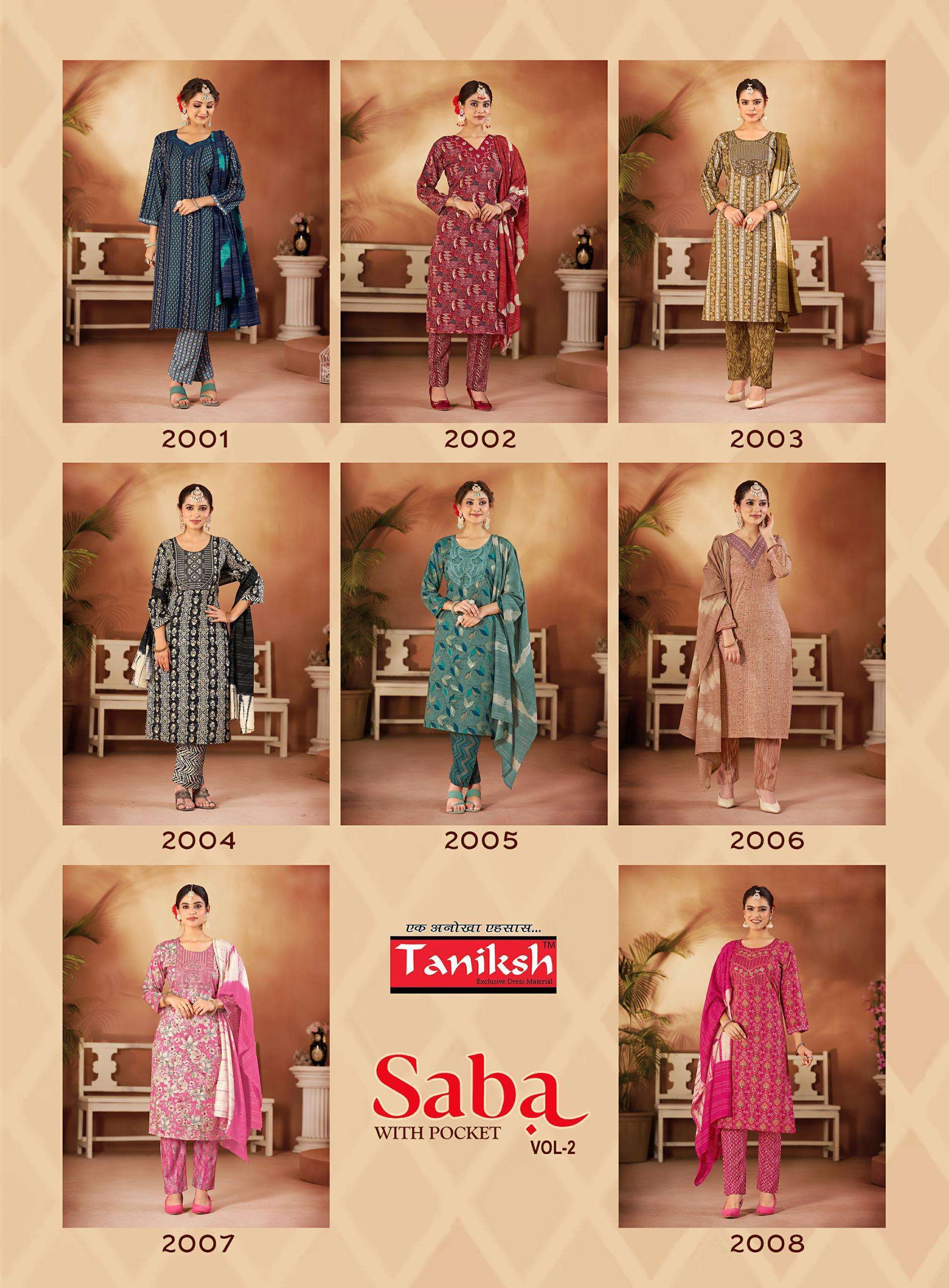 TANIKSH SABA VOL 2  Embroidered Kurtis wholesale