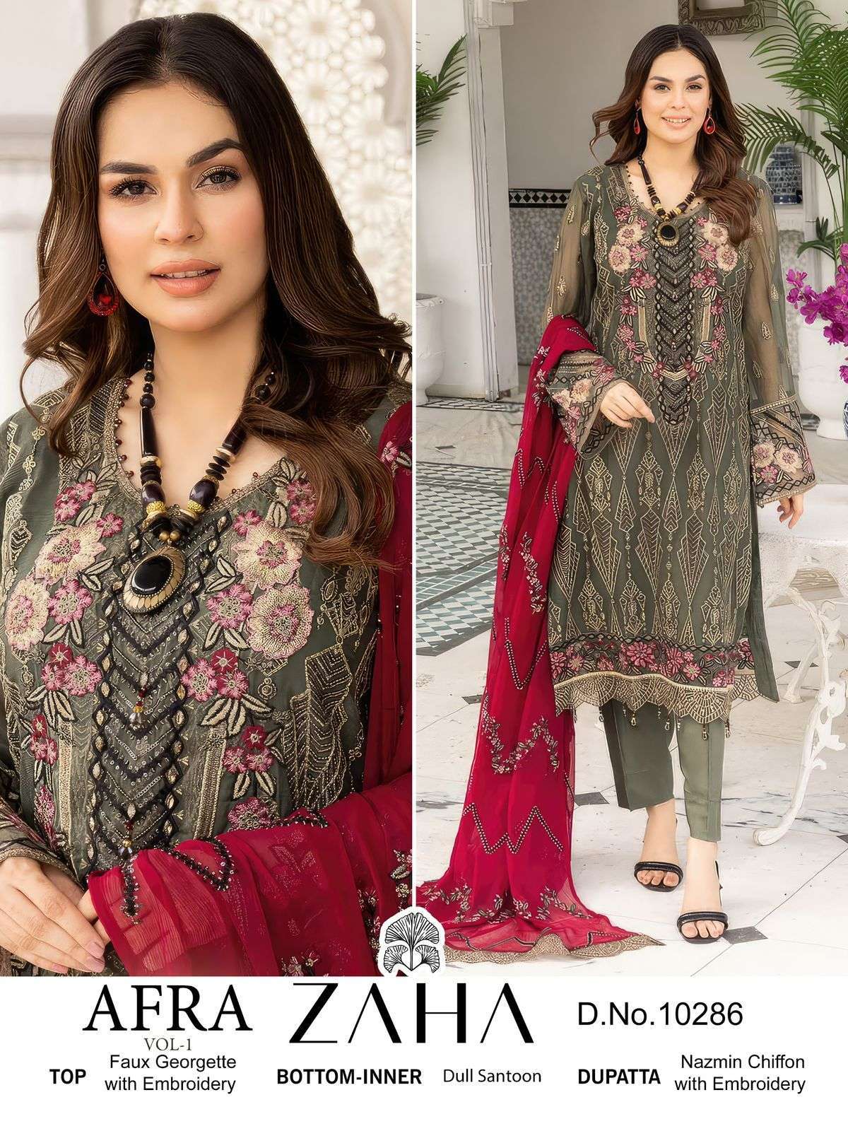 Zaha Afra Vol 1 Georgette Traditional Pakistani suits in Tamilnadu