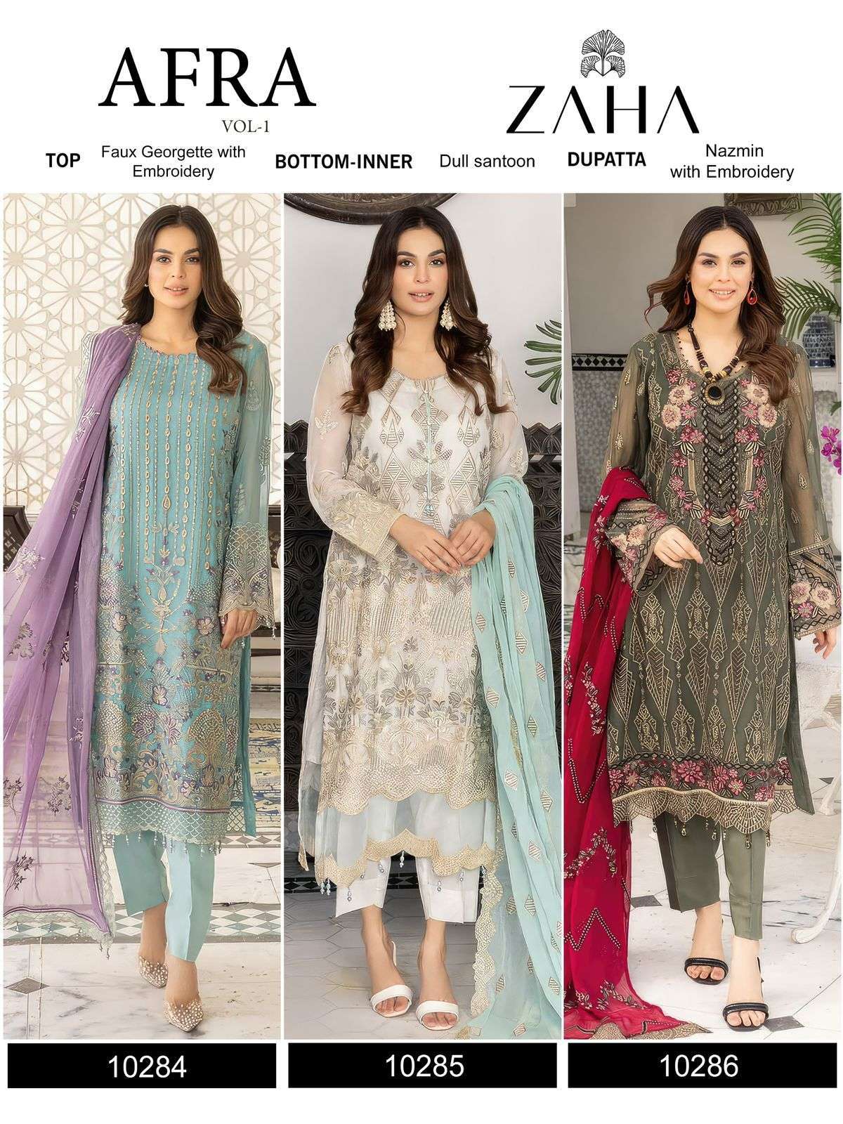 Zaha Afra Vol 1 Georgette Traditional Pakistani suits in Tamilnadu
