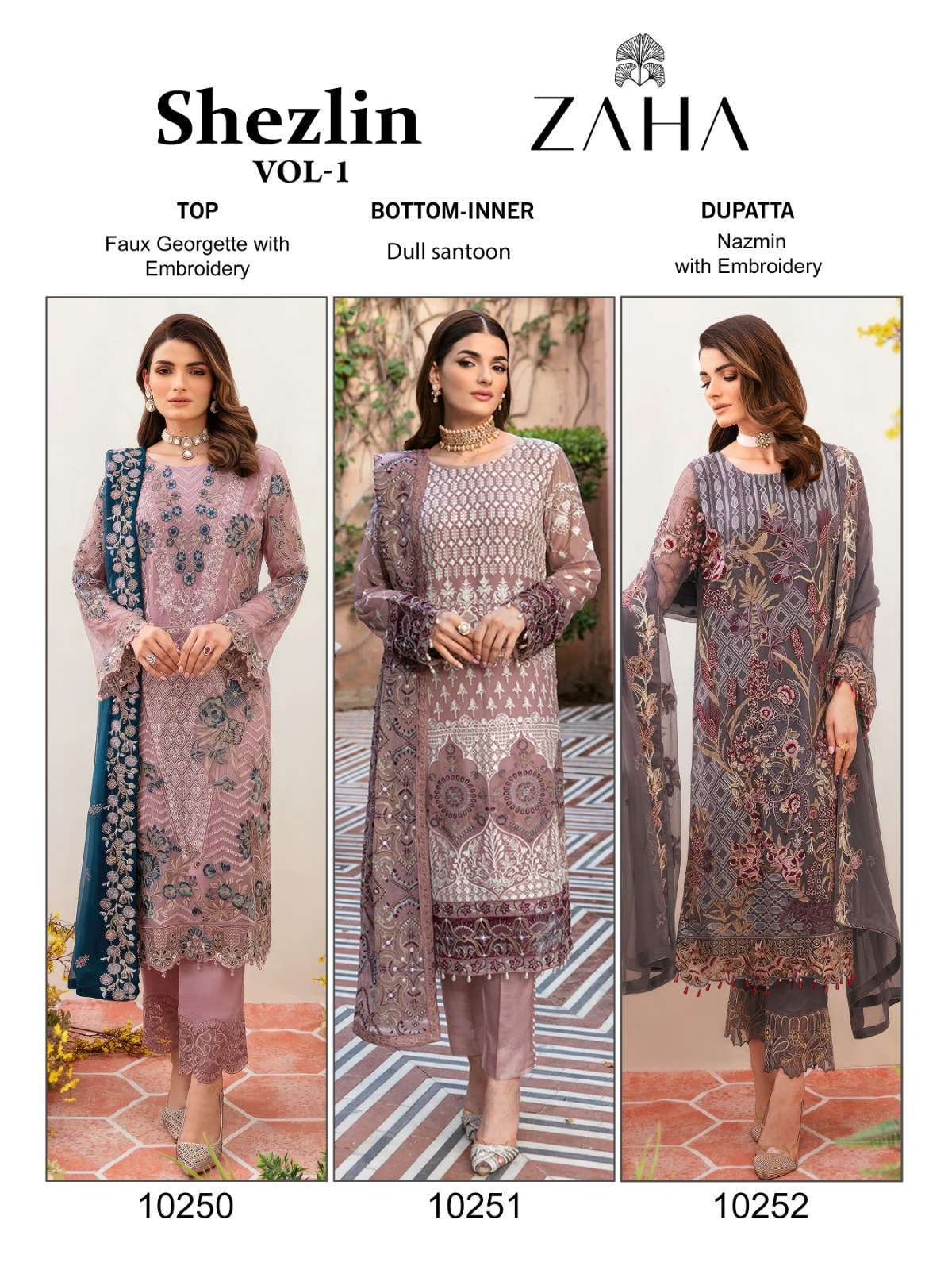 Zaha Shezlin Vol 1 Georgette Pakistani suits with georgette fabric in Hyderabad