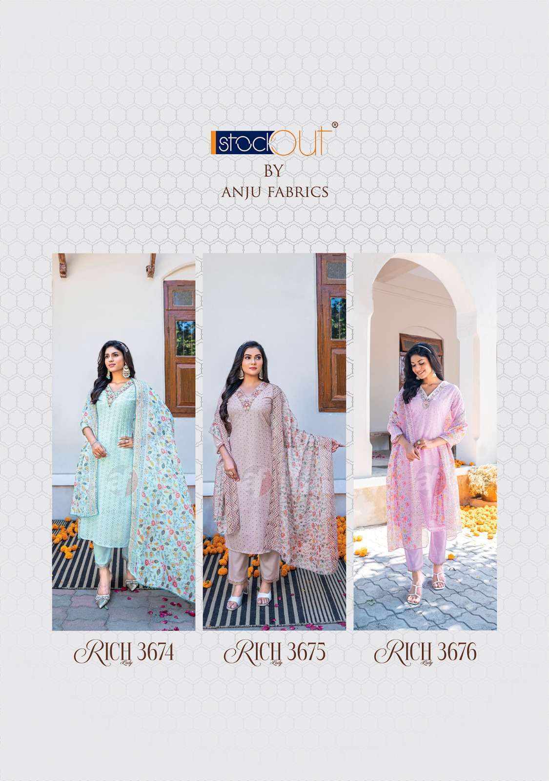 Anju Fabrics Rich Lady Kurti Surat wholesale clothing market