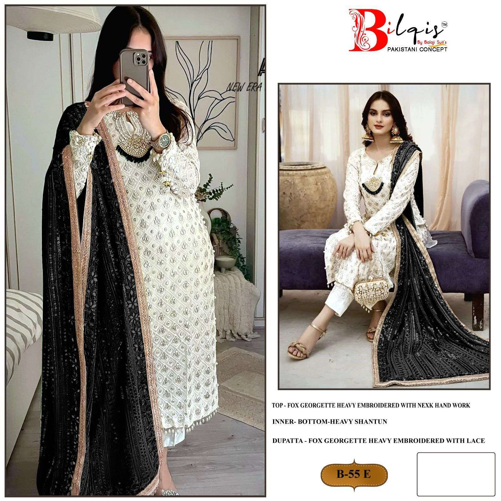 Bilqis B 55 Georgette Pakistani designer suits online shopping