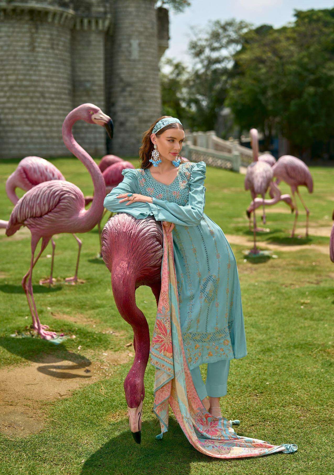 Gull Jee Zariha Muslin Embroider Wholesale Salwar Kameez in Ahmedabad