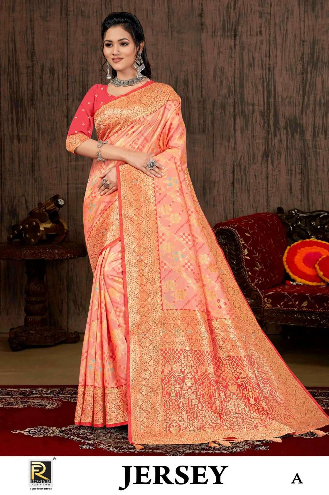 Ronisha Jersey Banarasi Silk Wholesale saree rates in Surat