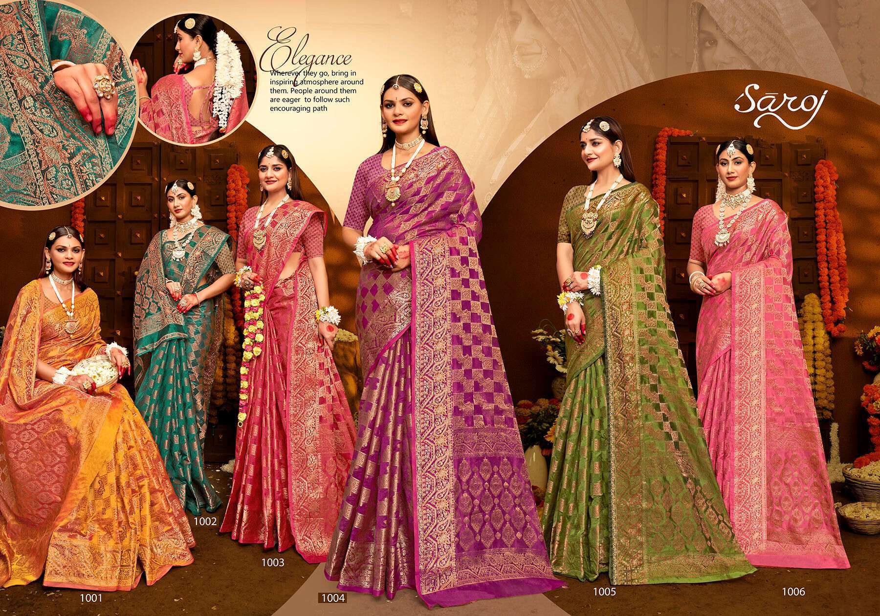 Saroj Jhala Latest Saree catalogk Vol - 1 Soft Orgenza Latest Saree catalog