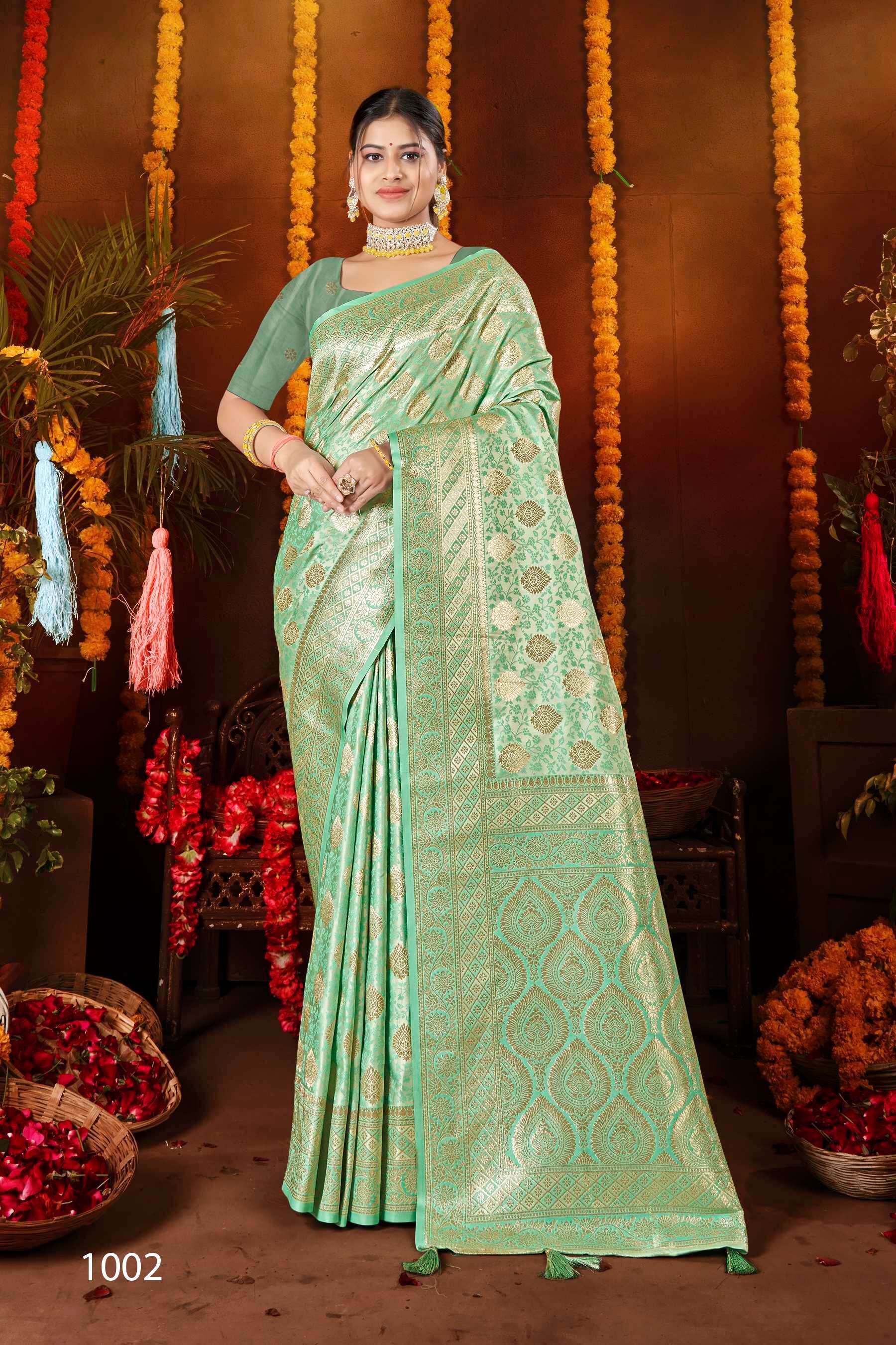 Saroj Vanilla Vol.1 Georgette Floral Print With Jharkan Border Party wear Saree catalog