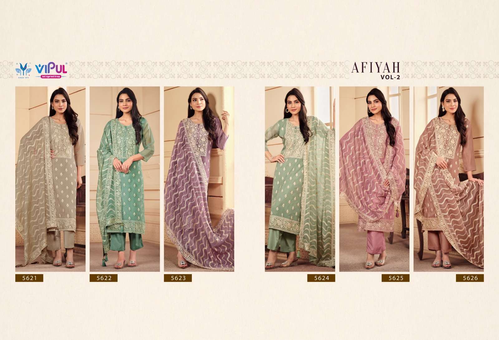 Vipul Afiyah Vol 2 Soft Organza Traditional Salwar Kameez in India
