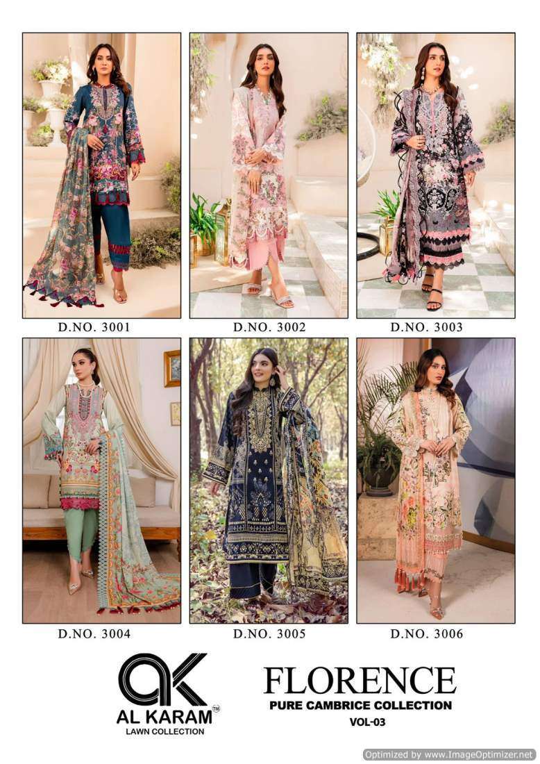 Al Karam Florence Vol-3 Dress material wholesalers in Kolkata