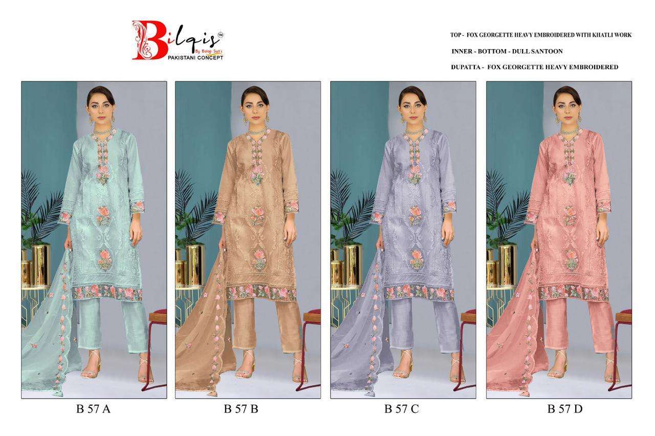 Bilqis B 57 A To D Georgette Pakistani suits online shopping cheap