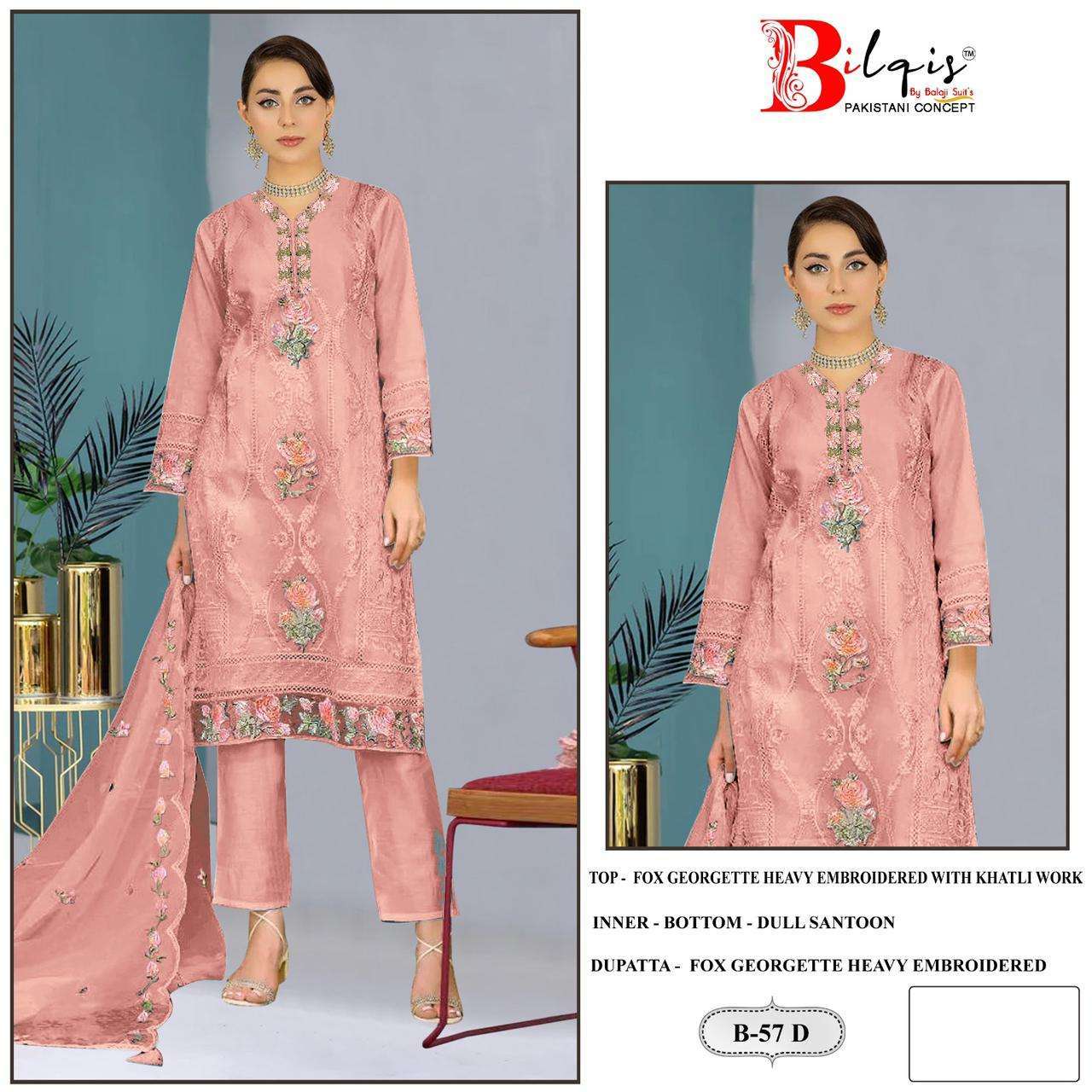 Bilqis B 57 A To D Georgette Pakistani suits online shopping cheap