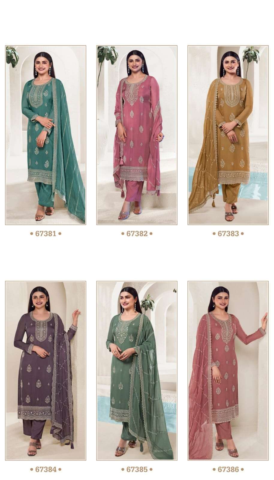 Chakori 67381 To 67386 Organza Embroidery Traditional Salwar Kameez