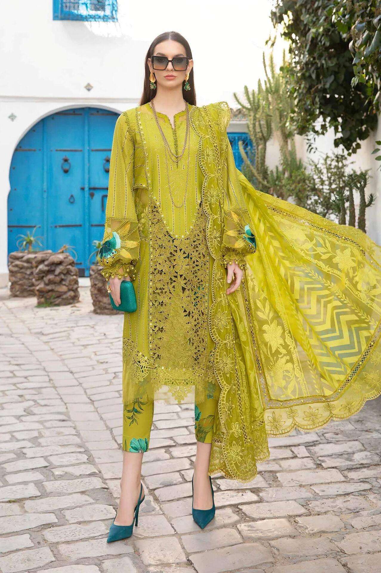 Deepsy Maria B Voyage Lawn 24 Chiffon Dupatta Wholesale Anarkali Salwar Kameez in Kolkata