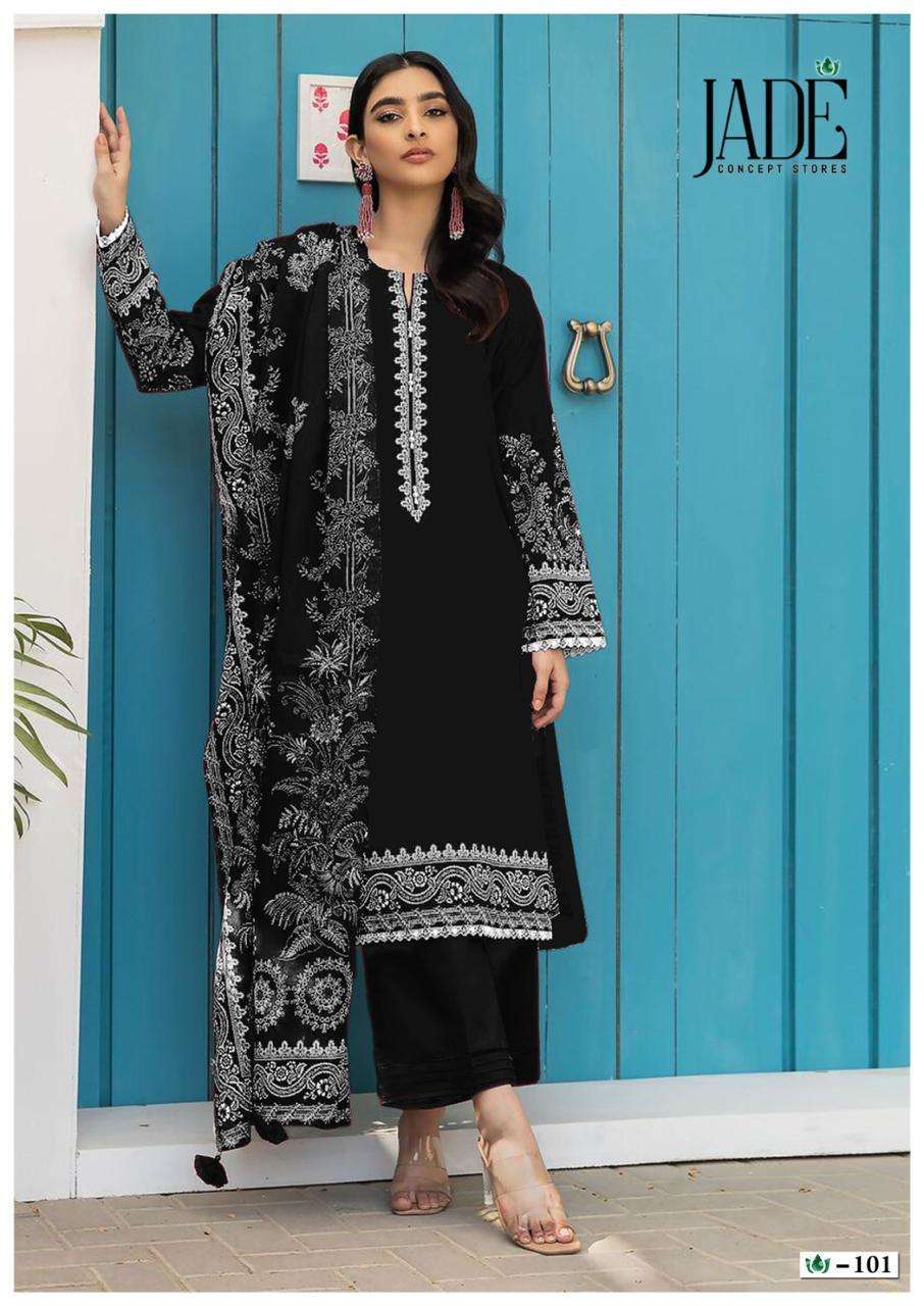 Jade Bin Saeed Black And White Lawn Cotton Ethnic dress materials
