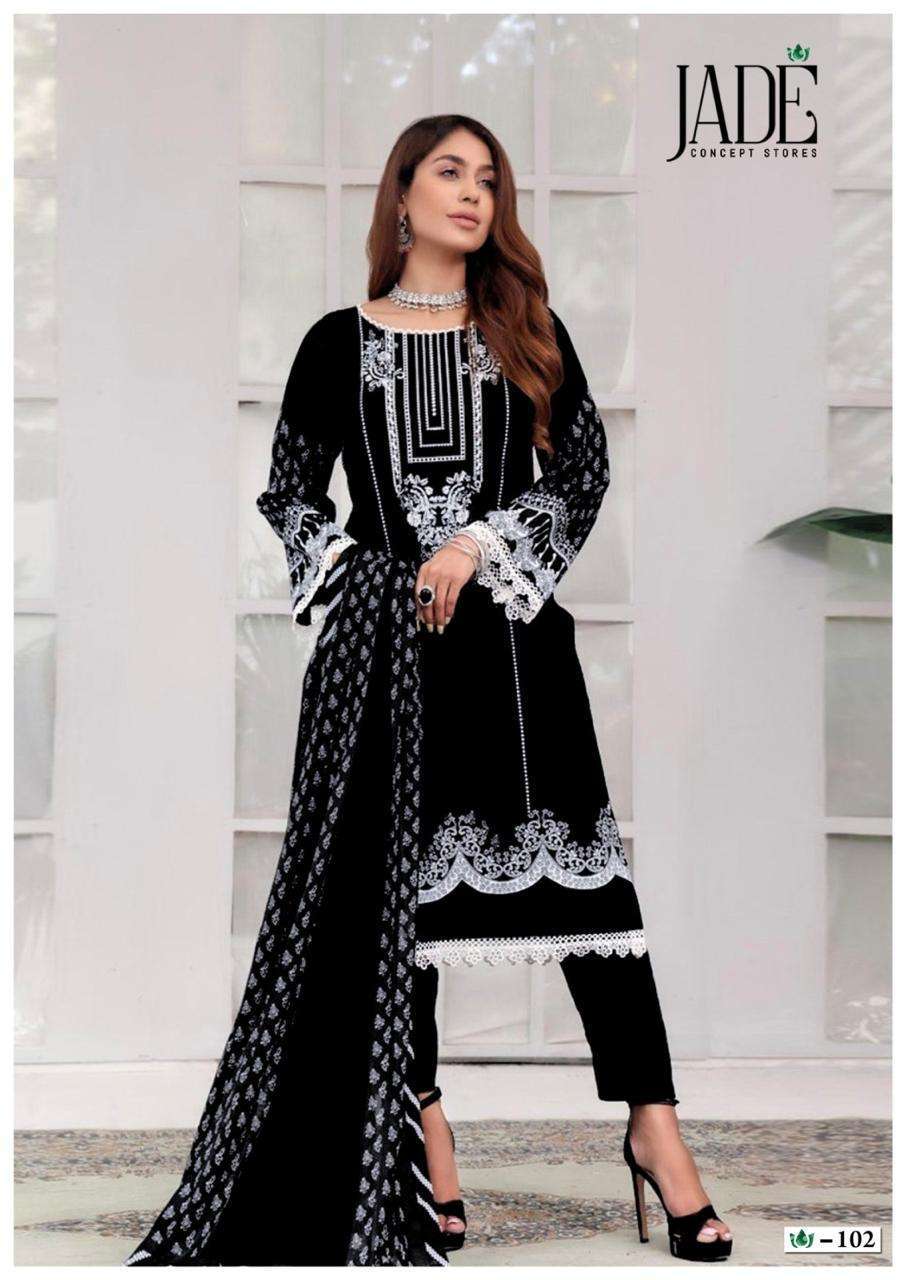 Jade Bin Saeed Black And White Lawn Cotton Ethnic dress materials