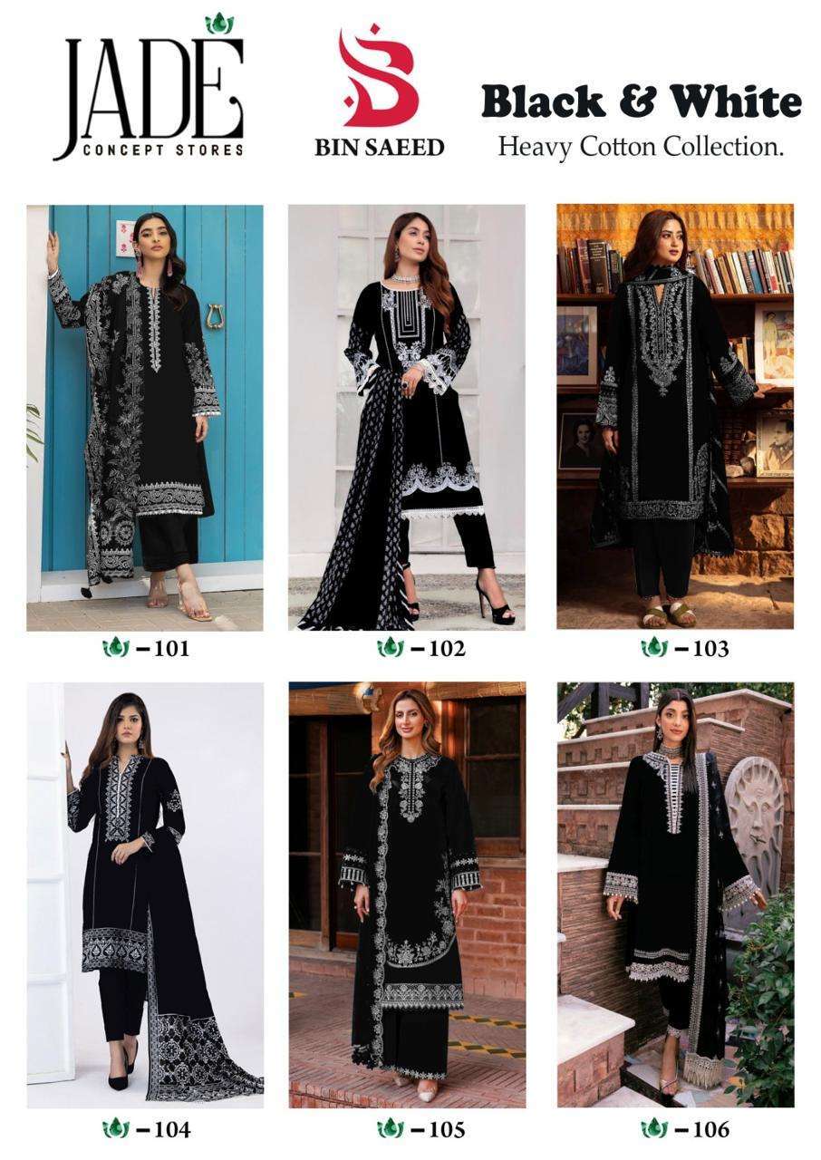 Jade Bin Saeed Black And White Lawn Cotton Ethnic dress materials