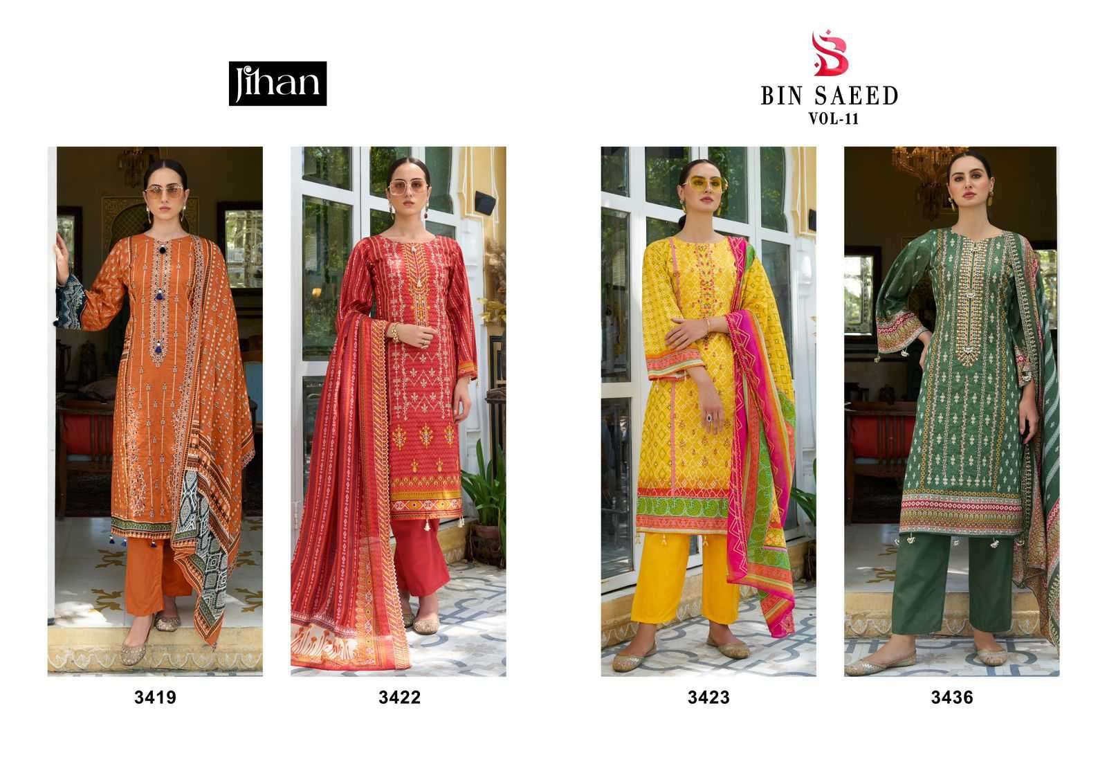 Jihan Bin Saeed Vol 11 Lawn Printed Best Salwar Kameez wholesalers in hyderabad