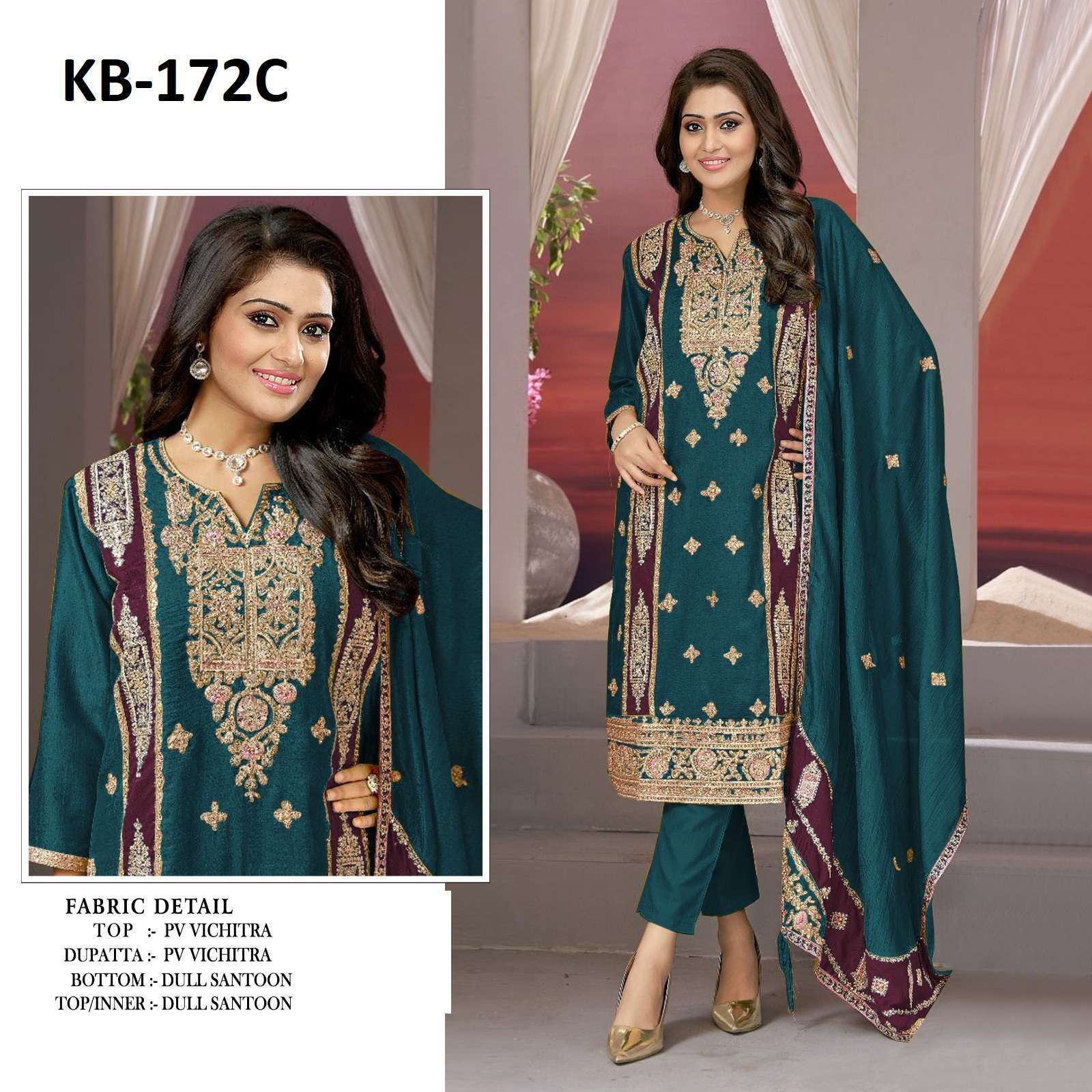 Kb Super Hit 172 Designer Embroidery Surat Embroidered Salwar Kameez Wholesale