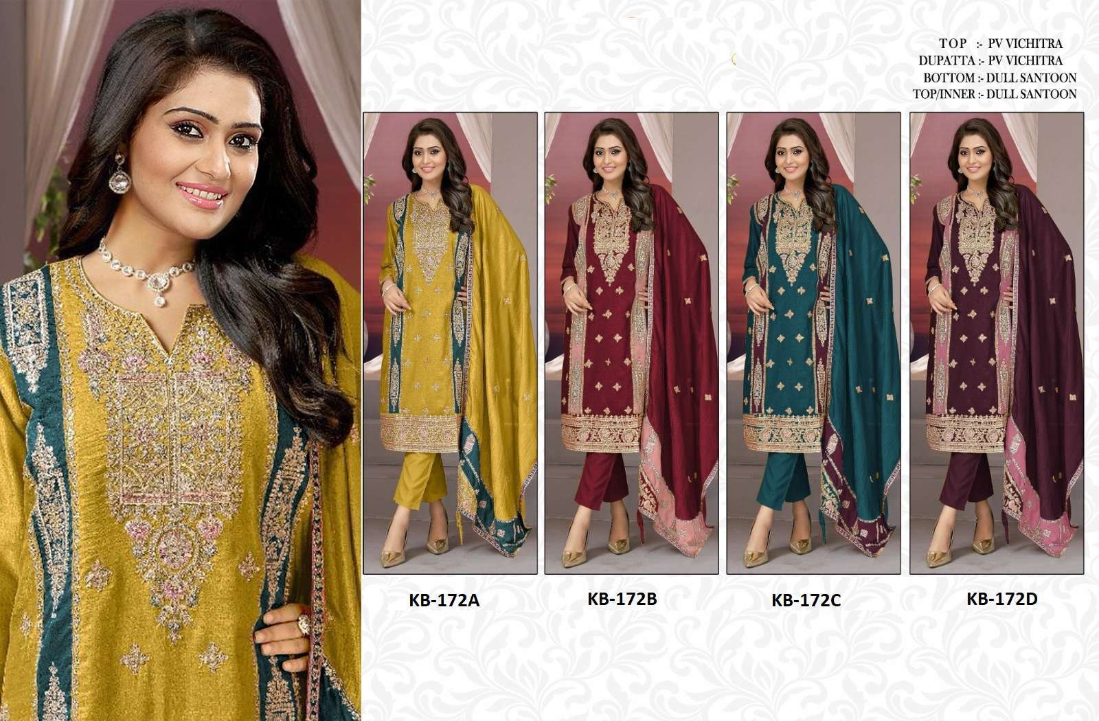 Kb Super Hit 172 Designer Embroidery Surat Embroidered Salwar Kameez Wholesale